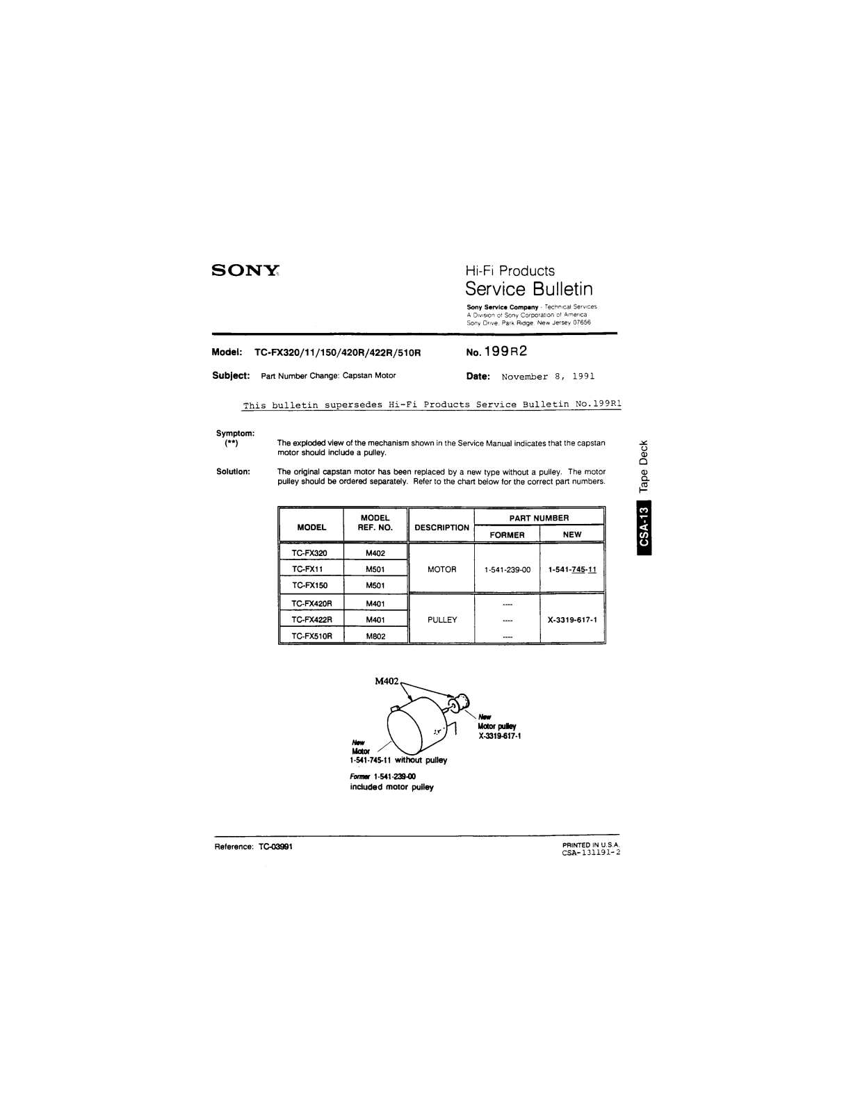 Sony TC-FX320 Service Manual