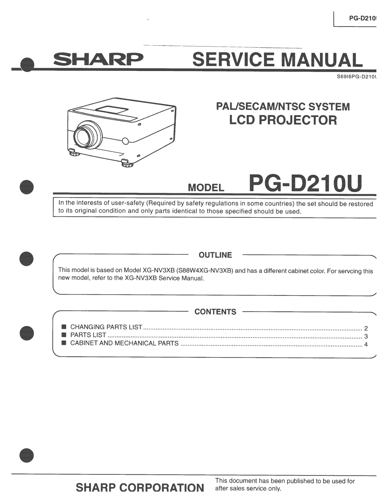 Sharp PGD210U Service Manual