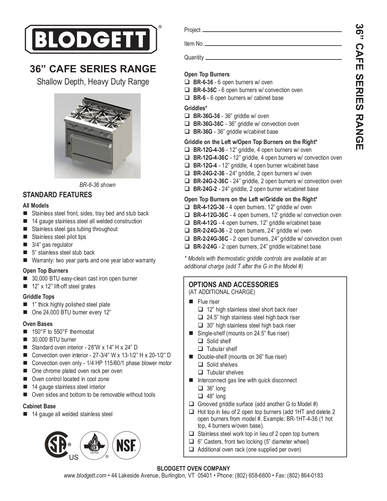 Blodgett BR-12G-4 User Manual