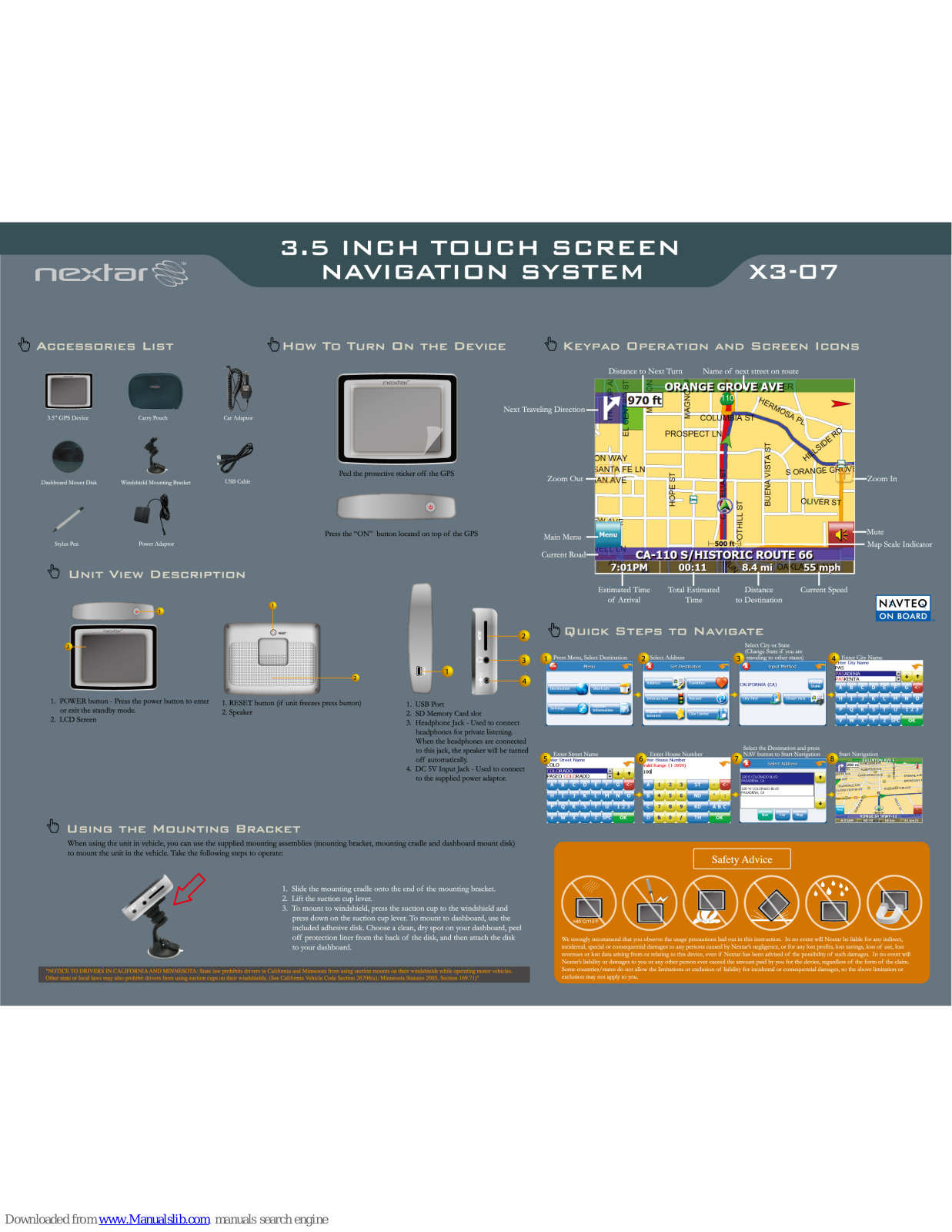 Nextar X3-07 Quick Start Manual