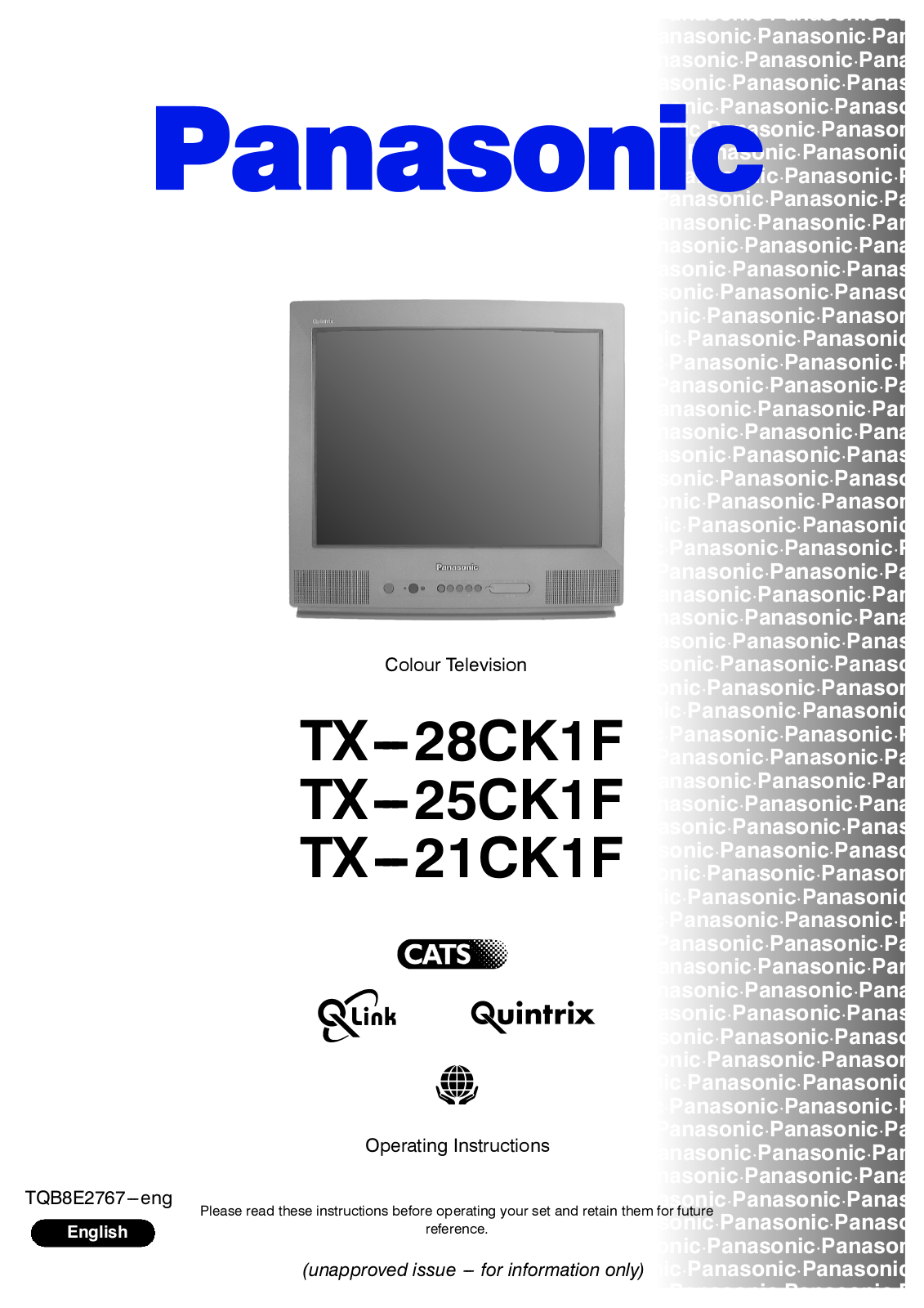 Panasonic TX-21CK1F, TX-28CK1F, TX-25CK1F User Manual