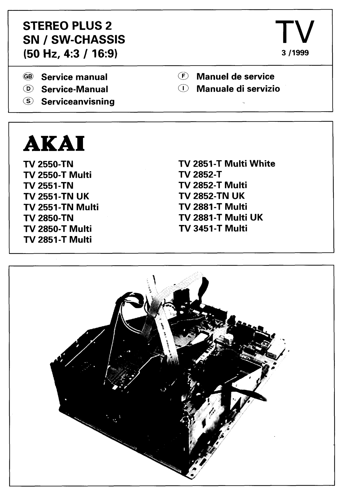 Akai CT 2550, CT2551, CT2850, CT2851, CT2852 Service Manual