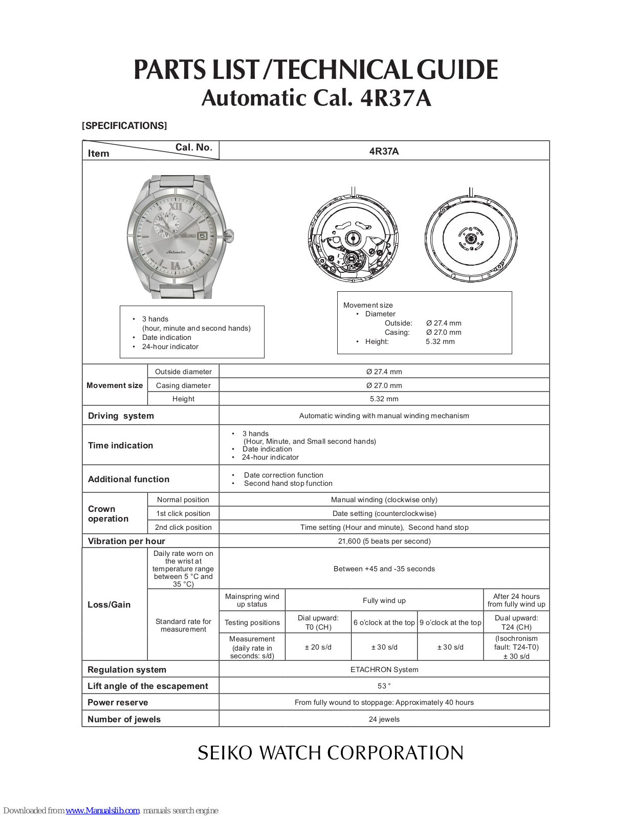 Seiko 4R37A Technical Manual