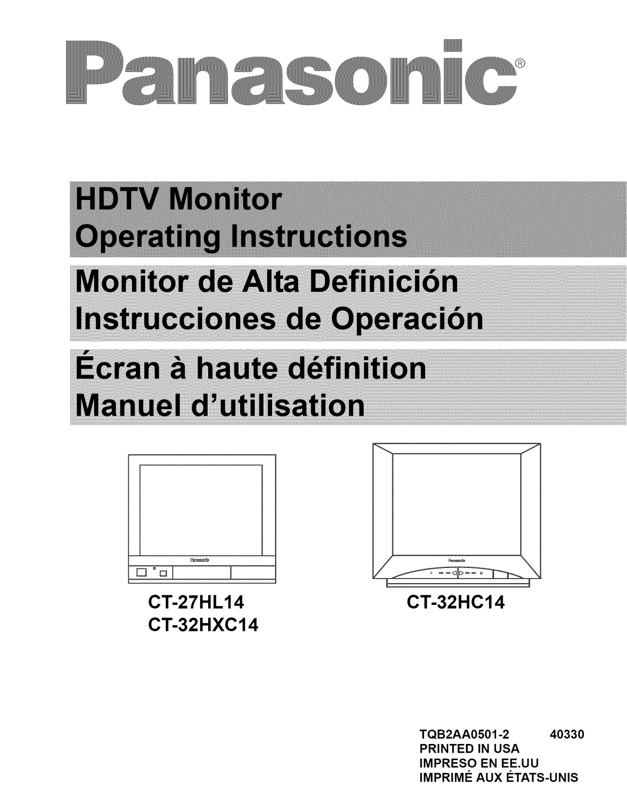 Panasonic CT-32HXC14J, CT-32HC14J, CT-27HL14J Owner’s Manual