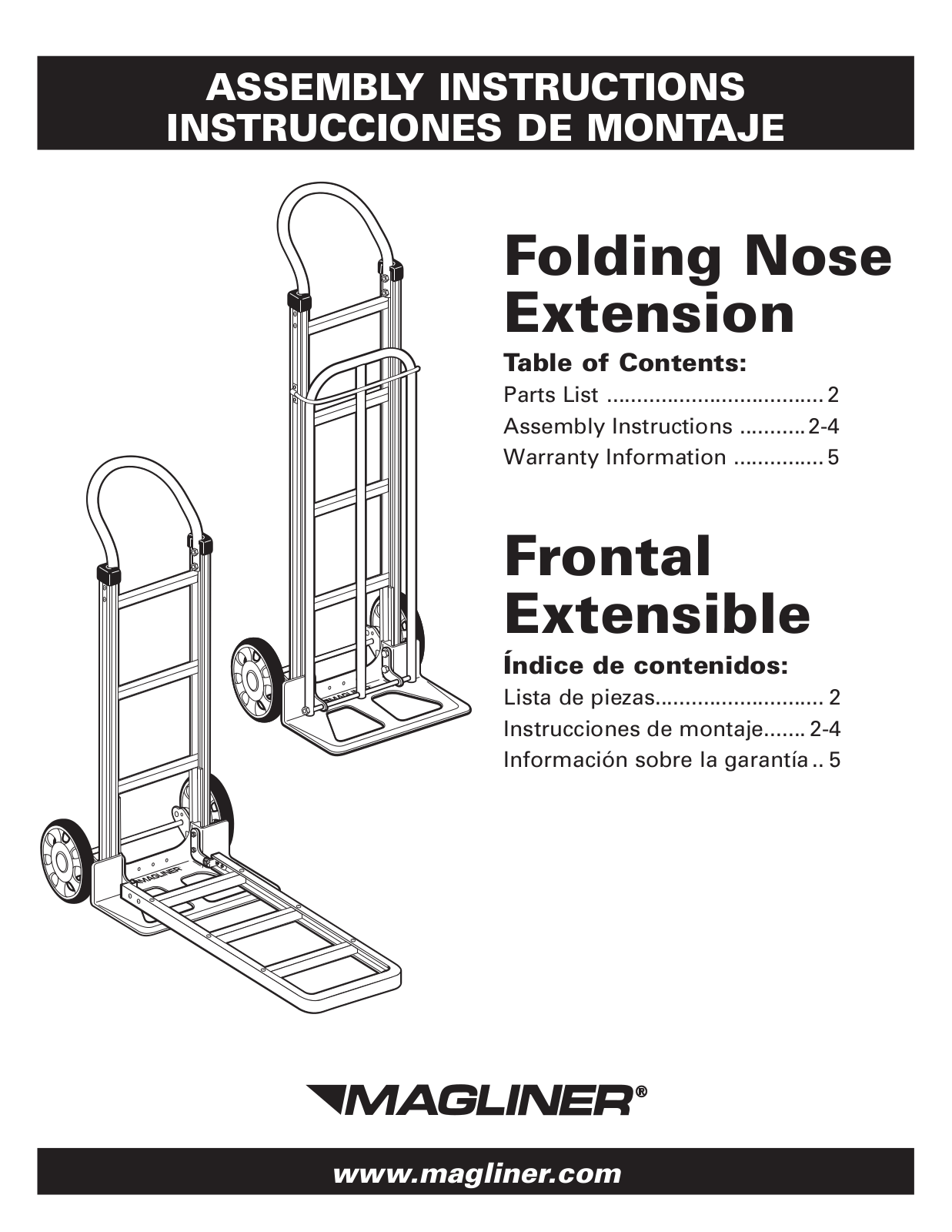 Magliner FOLDING NOSE EXTENSION 20 AND 30 INCH User Manual