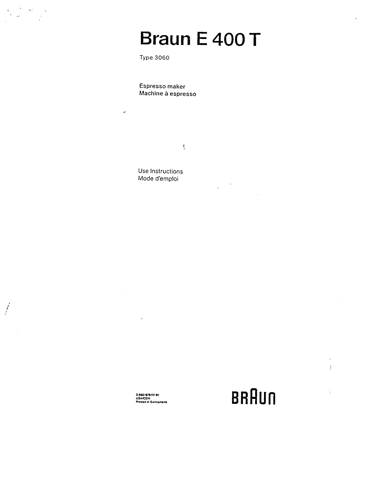 Braun E400T User Manual