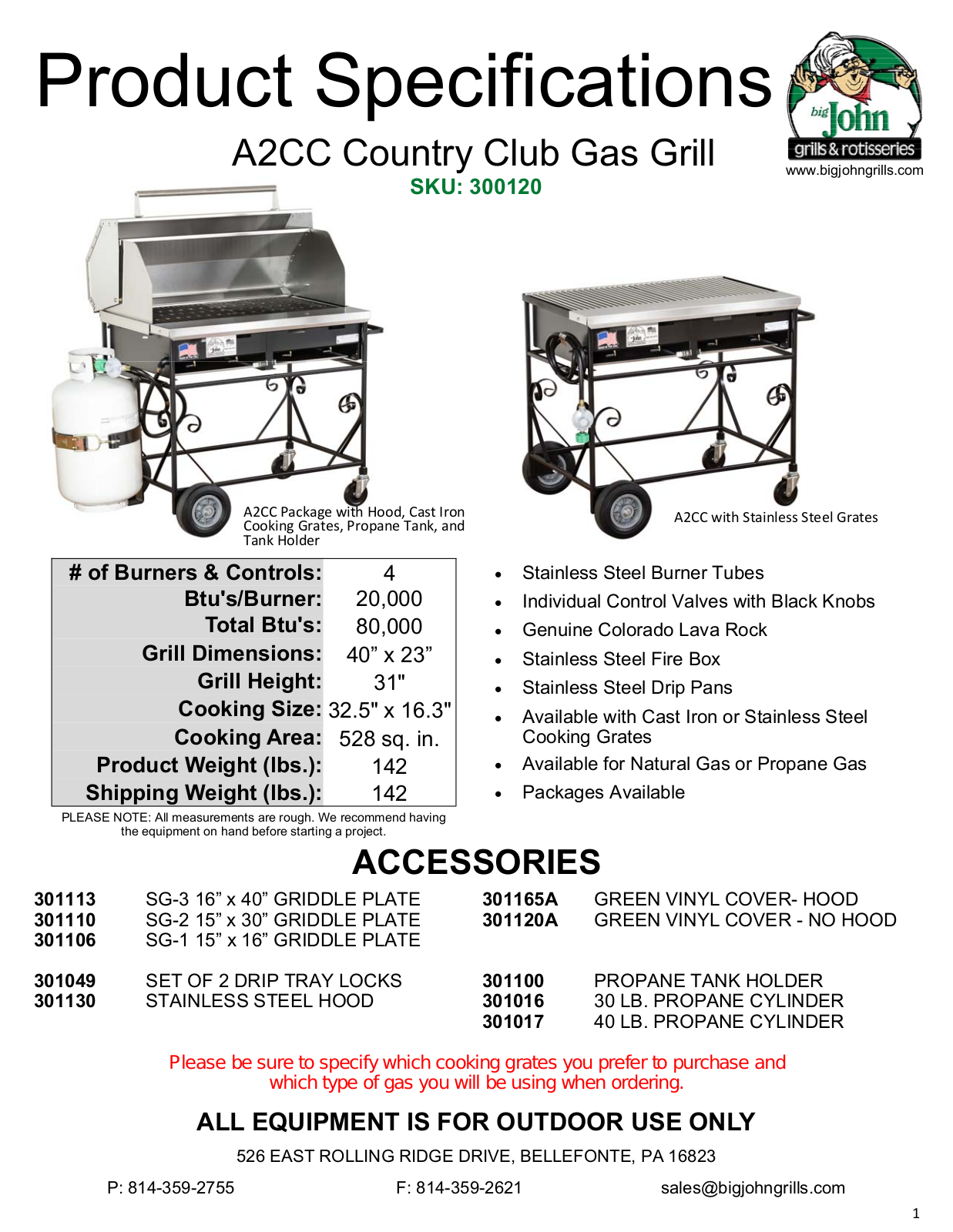 Big John A2CC-LPSS User Manual