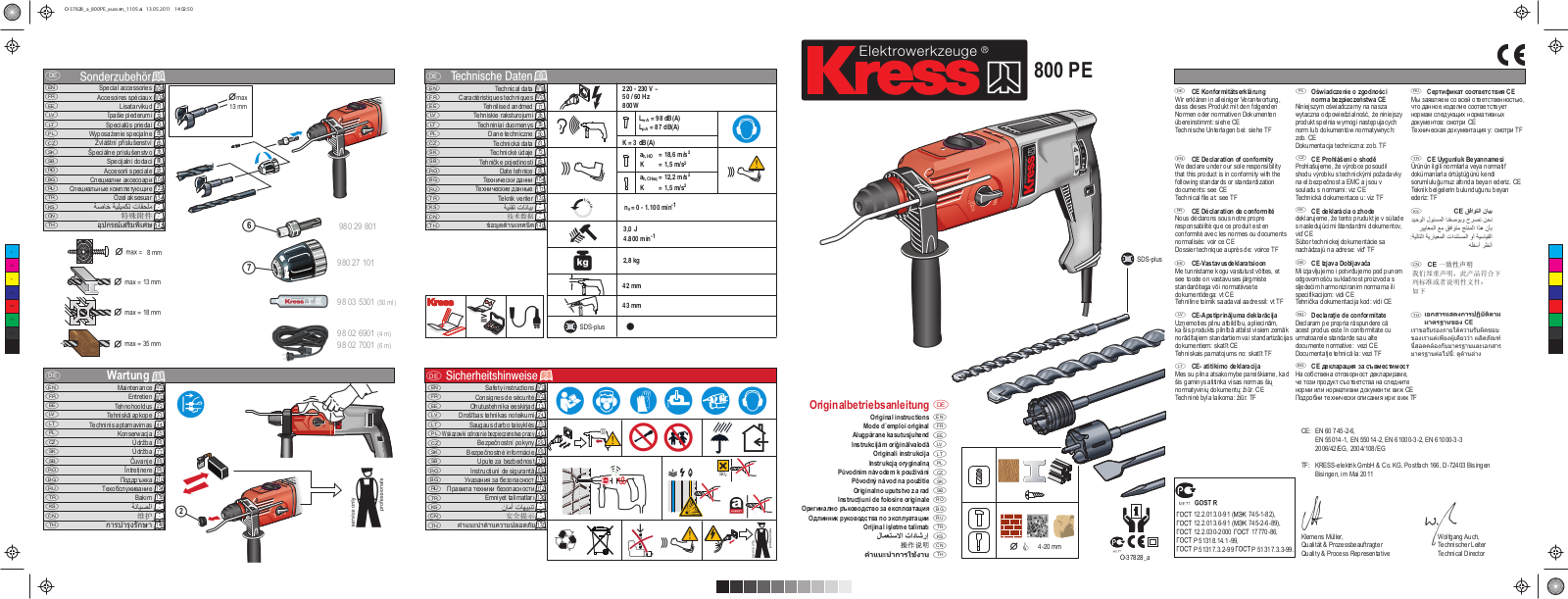 KRESS 800 PE User Manual