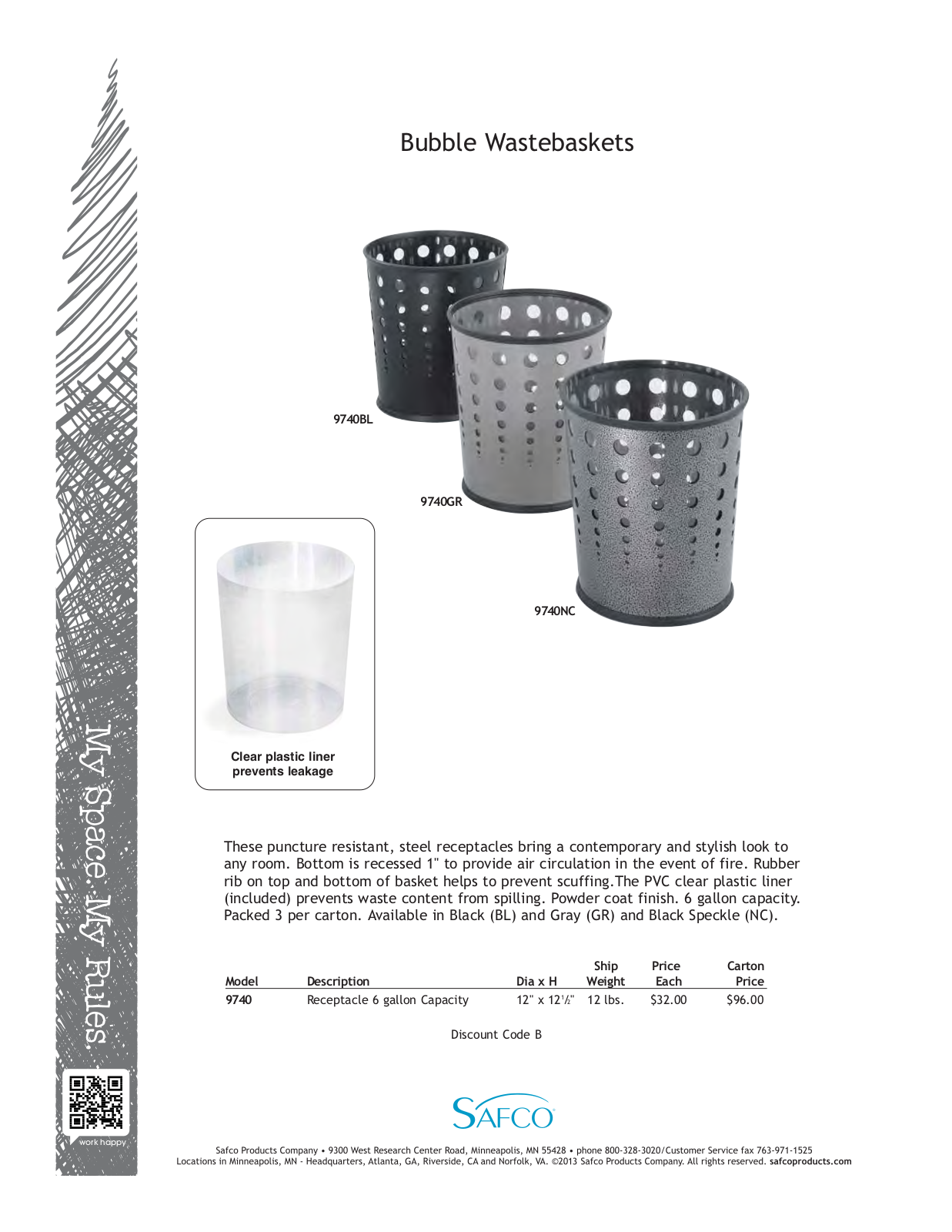 Safco 9740NC User Manual