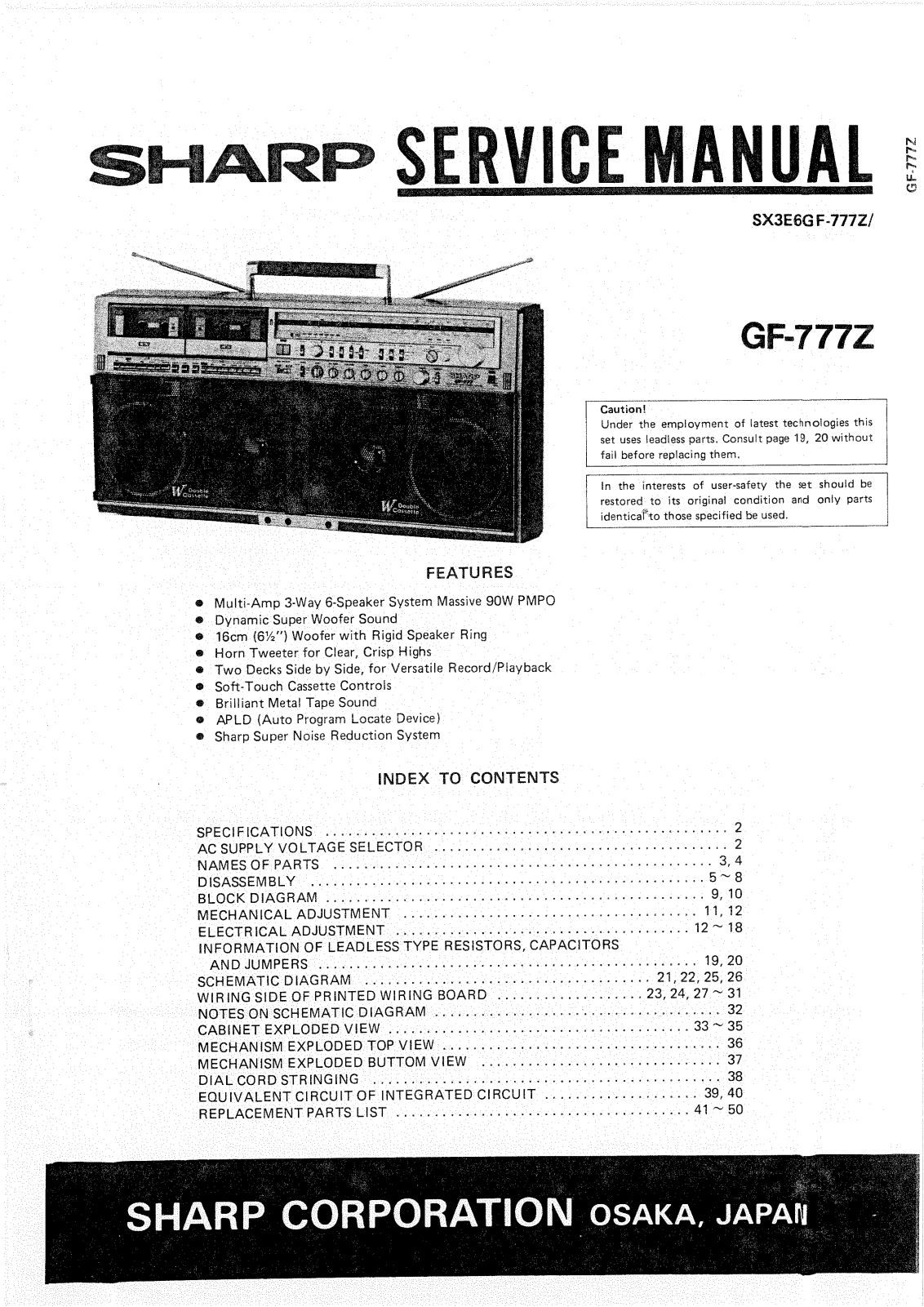 Sharp GF-777Z Schematic