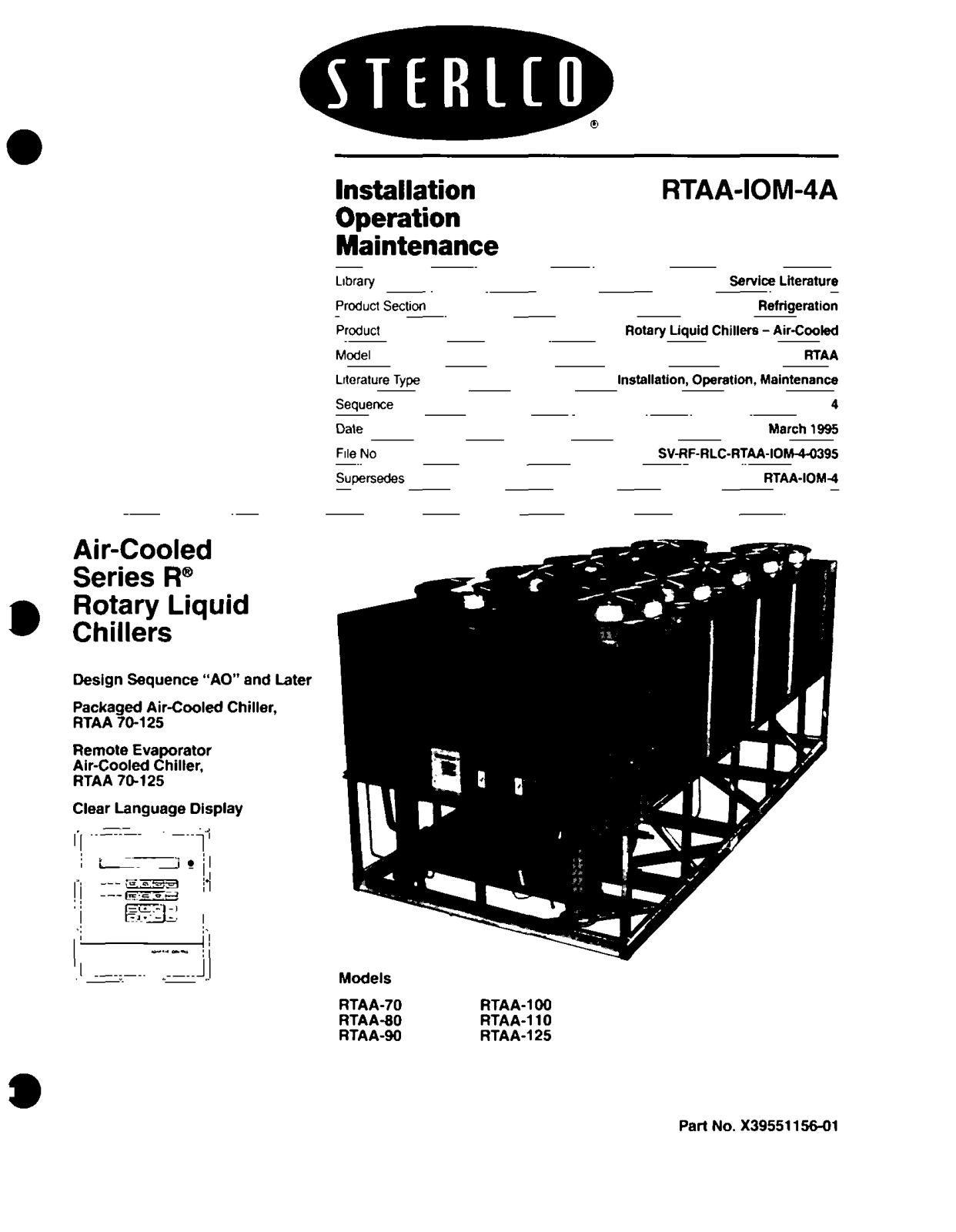 Sterling RTAA-70, RTAA-90, RTAA-80, RTAA-IOM-4A, RTAA-IOM-4 User Manual