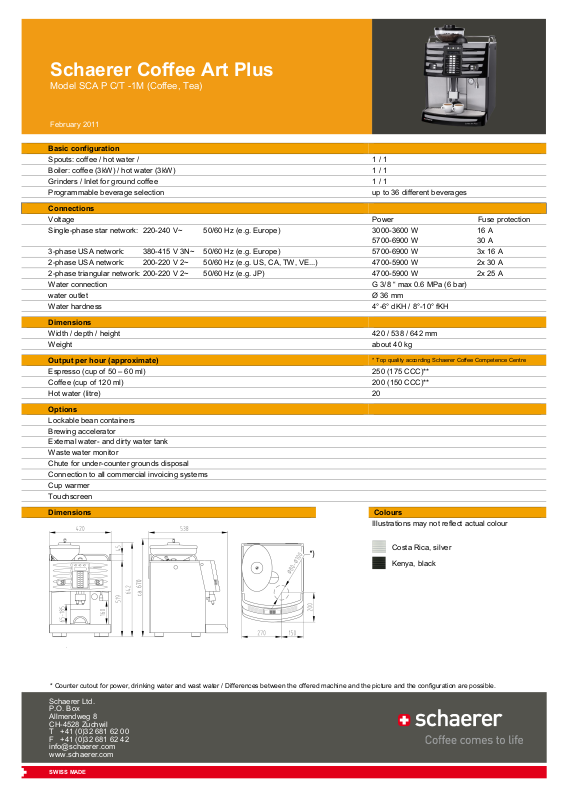 Schaerer Coffee Art Plus User Manual