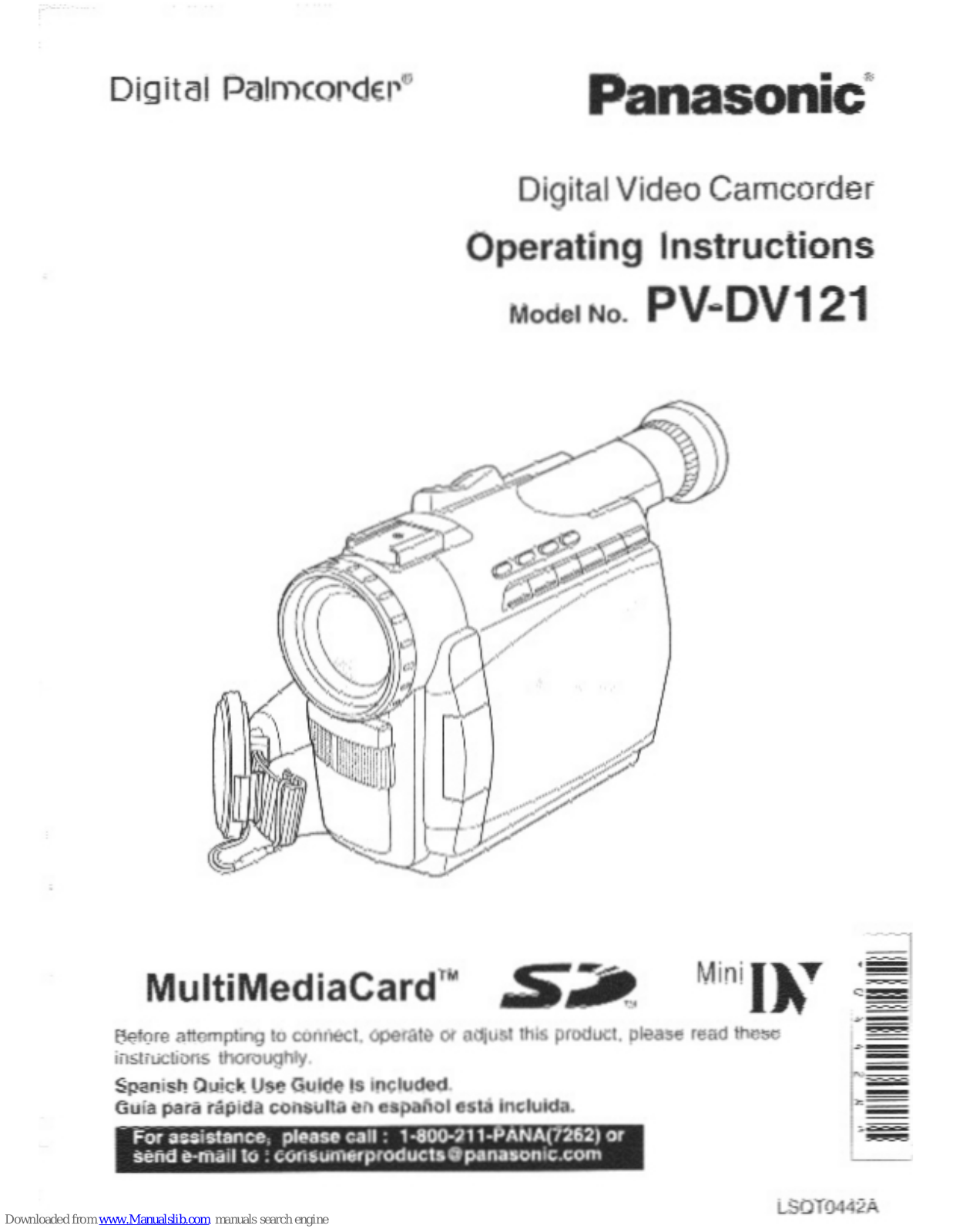 Panasonic Palmcorder PV-DV121, PVDV121D - DIGITAL VIDEO CAMCOR User Manual