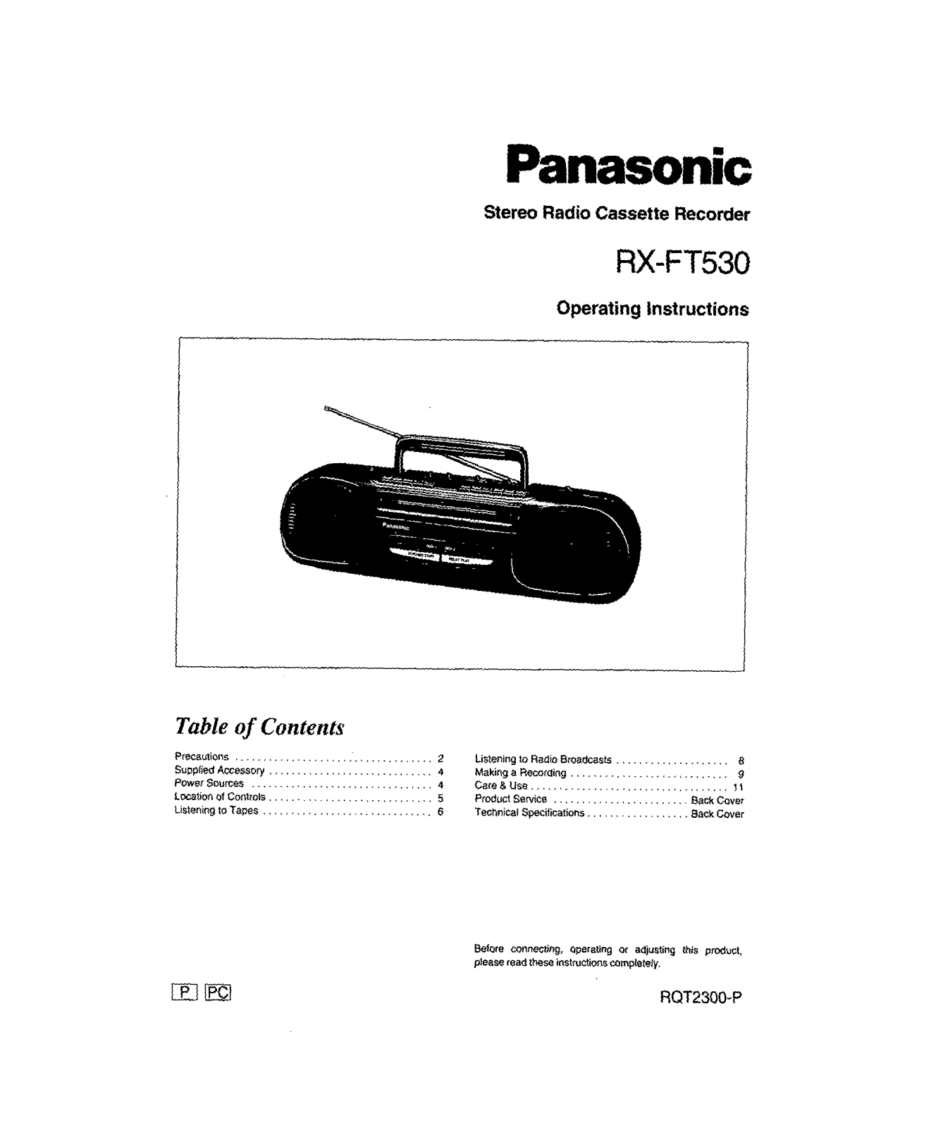 Panasonic RQT2300-P User Manual