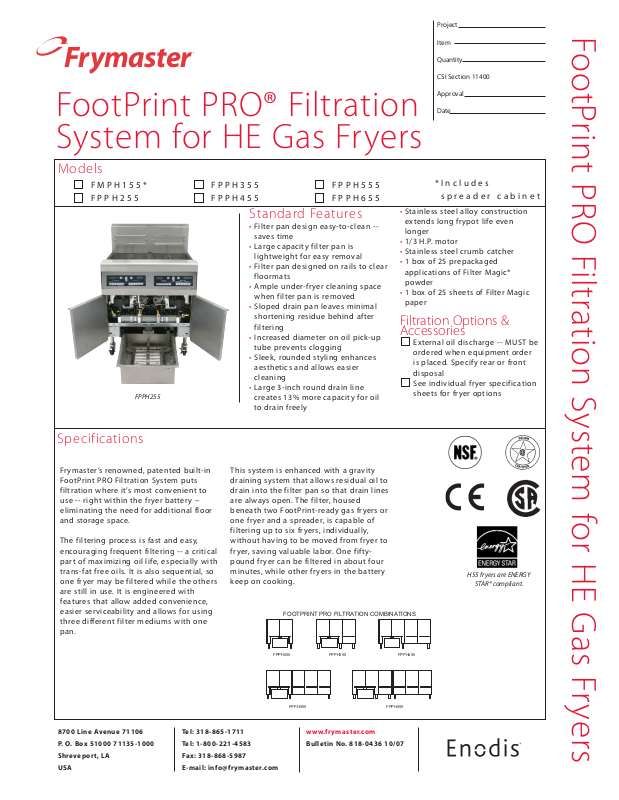 Frymaster FPPH455, FPPH355, FPPH555, FMPH155, FPPH655 User Manual