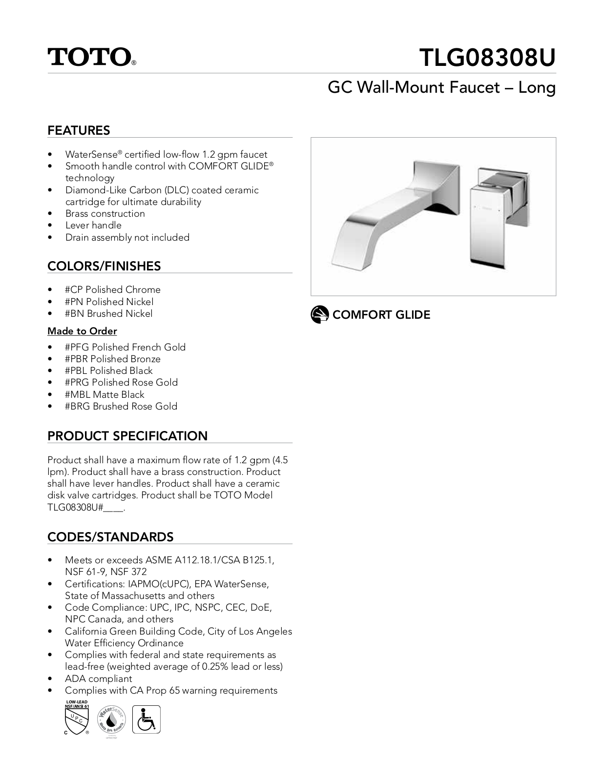 TOTO SBSA1645 Specifications - ManualMachine.com
