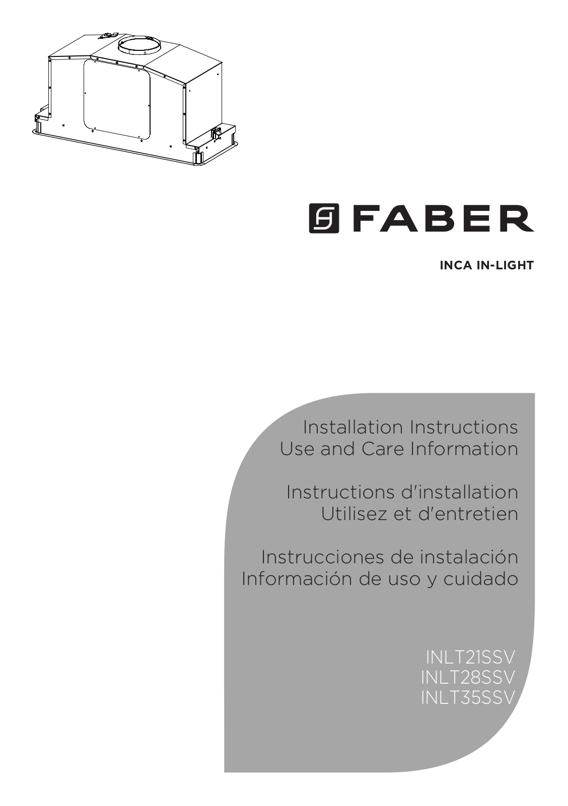 Faber INLT35SSV, INLT21SSV INSTALLATION INSTRUCTIONS AND OPERATION MANUAL