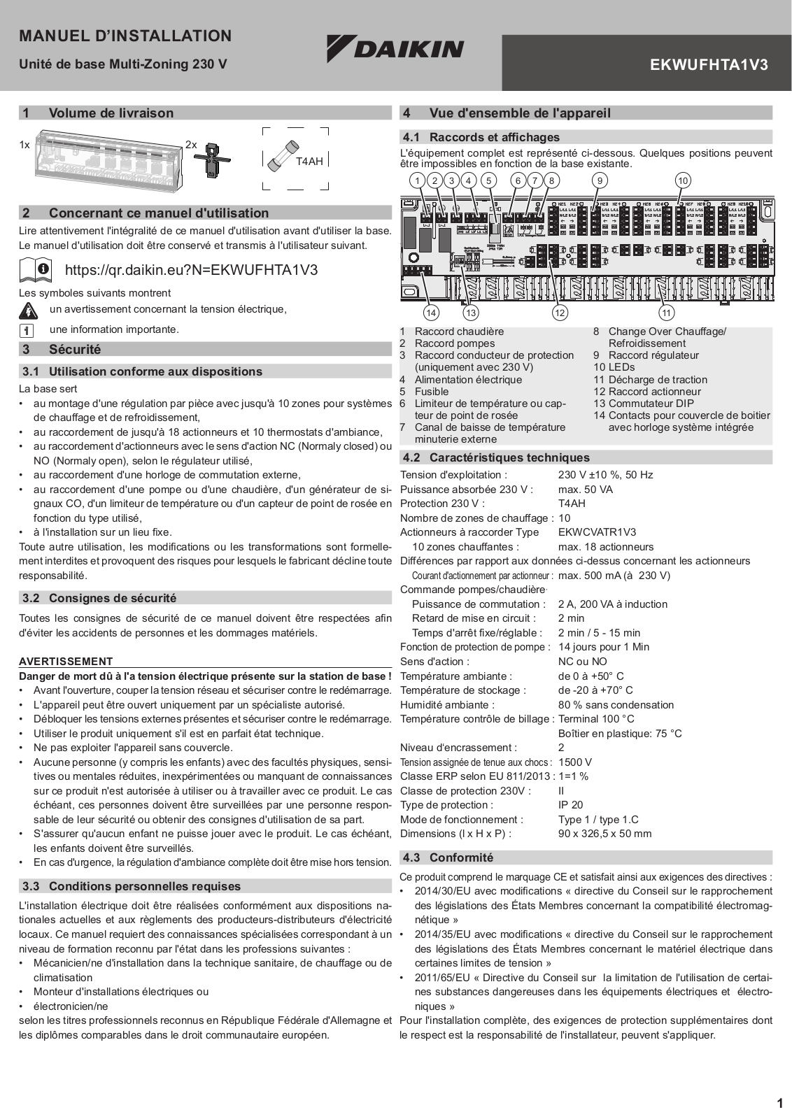 Daikin EKWUFHTA1V3 Installation manuals