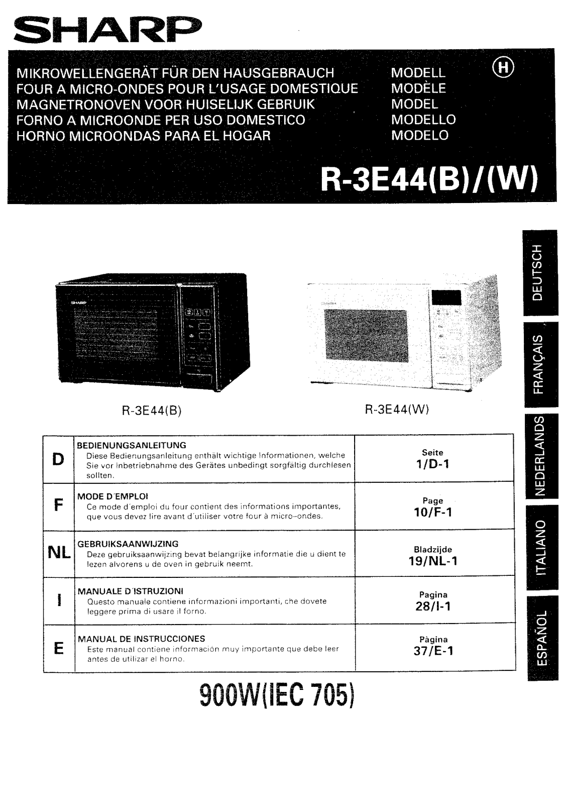 SHARP R-3E44 User Manual