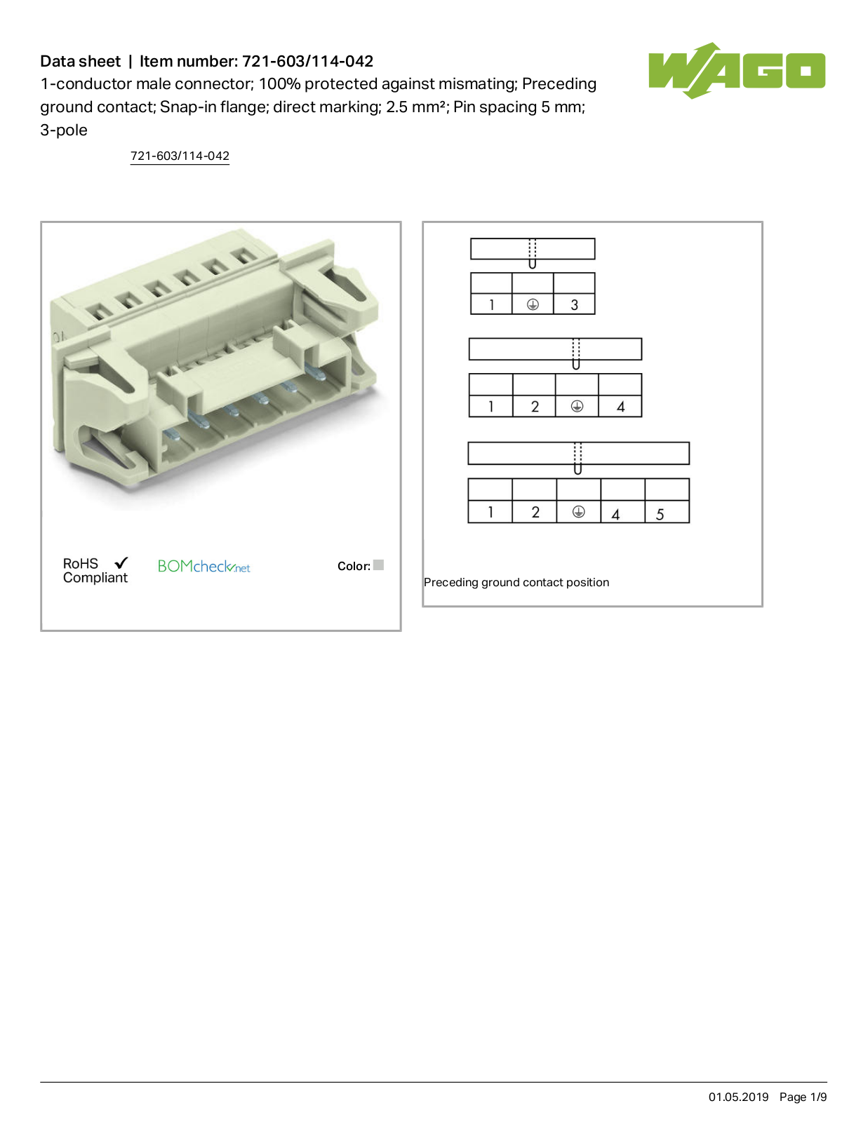 Wago 721-603/114-042 Data Sheet