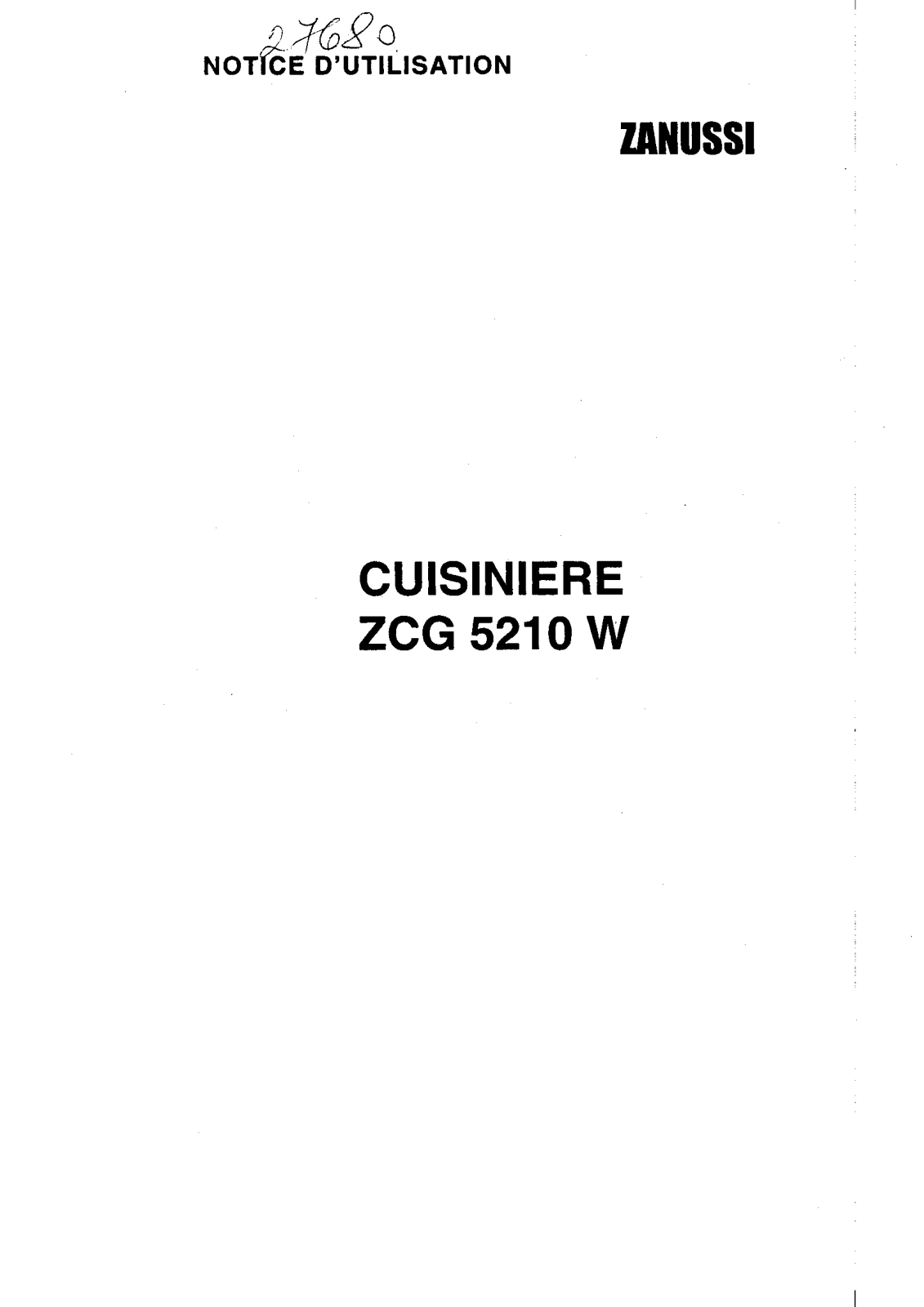 Zanussi ZCG5210W User Manual