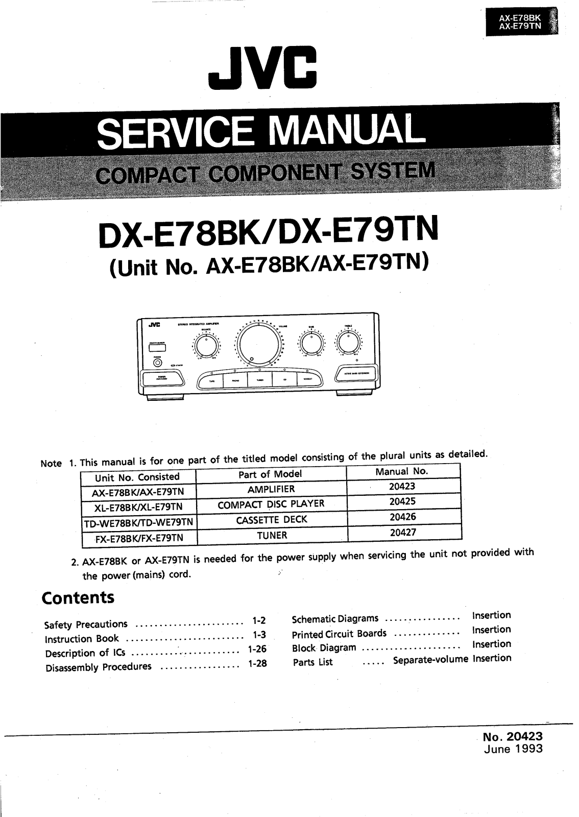 JVC AXE-78-BK, AXE-79-TN, DXE-78-BK, DXE-79-TN Service manual