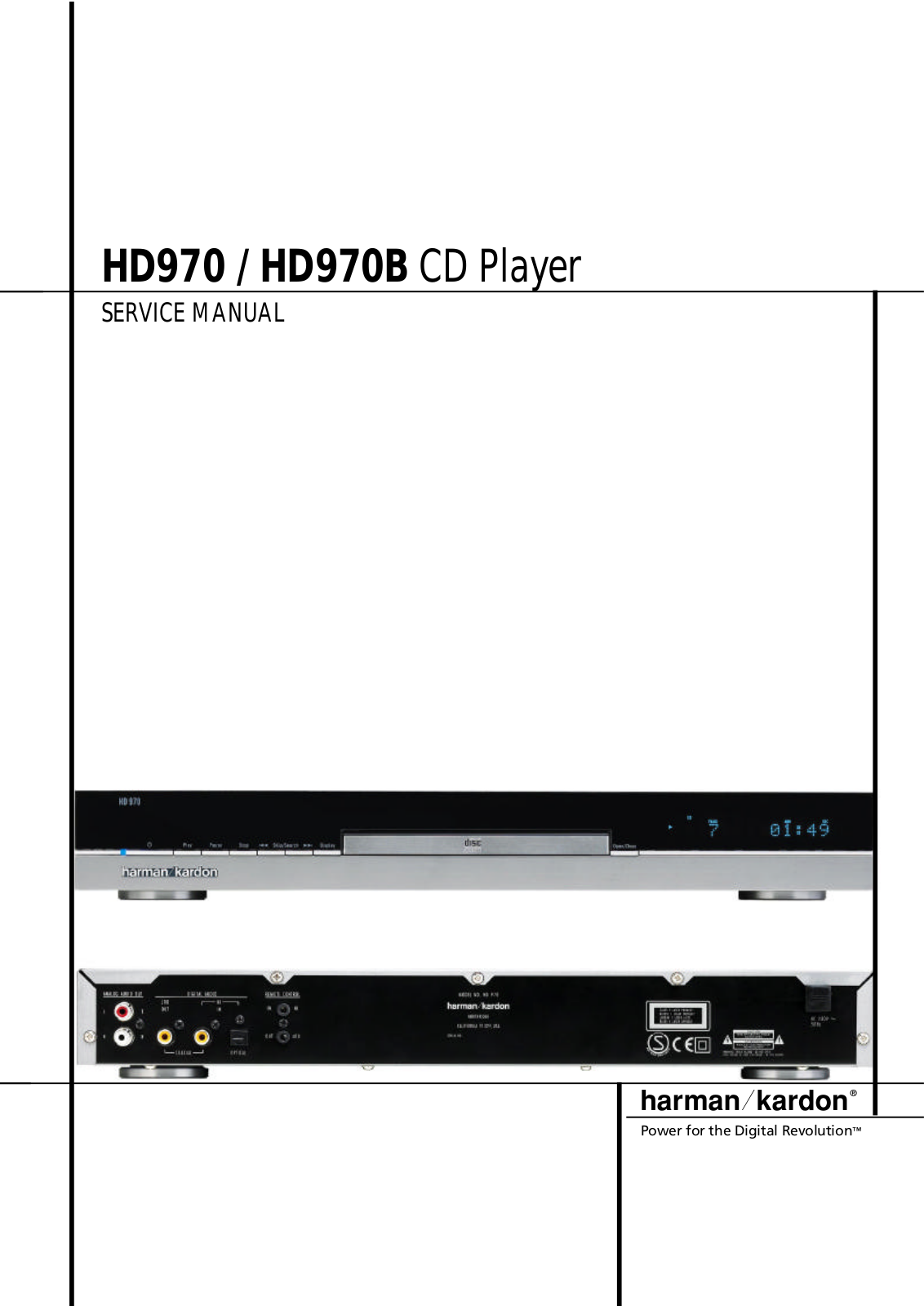 HARMAN KARDON HD970 CD, HD970 71ae Service Manual