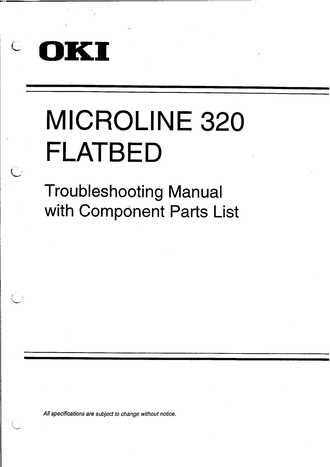 OKIDATA 320 Troubleshooting Manual