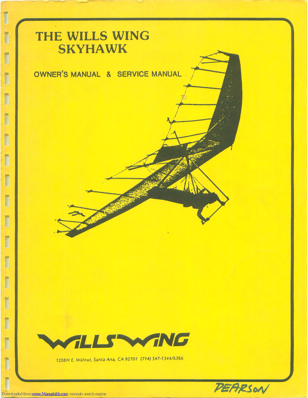 Wills Wing Skyhawk Owner's Manual & Service Manual