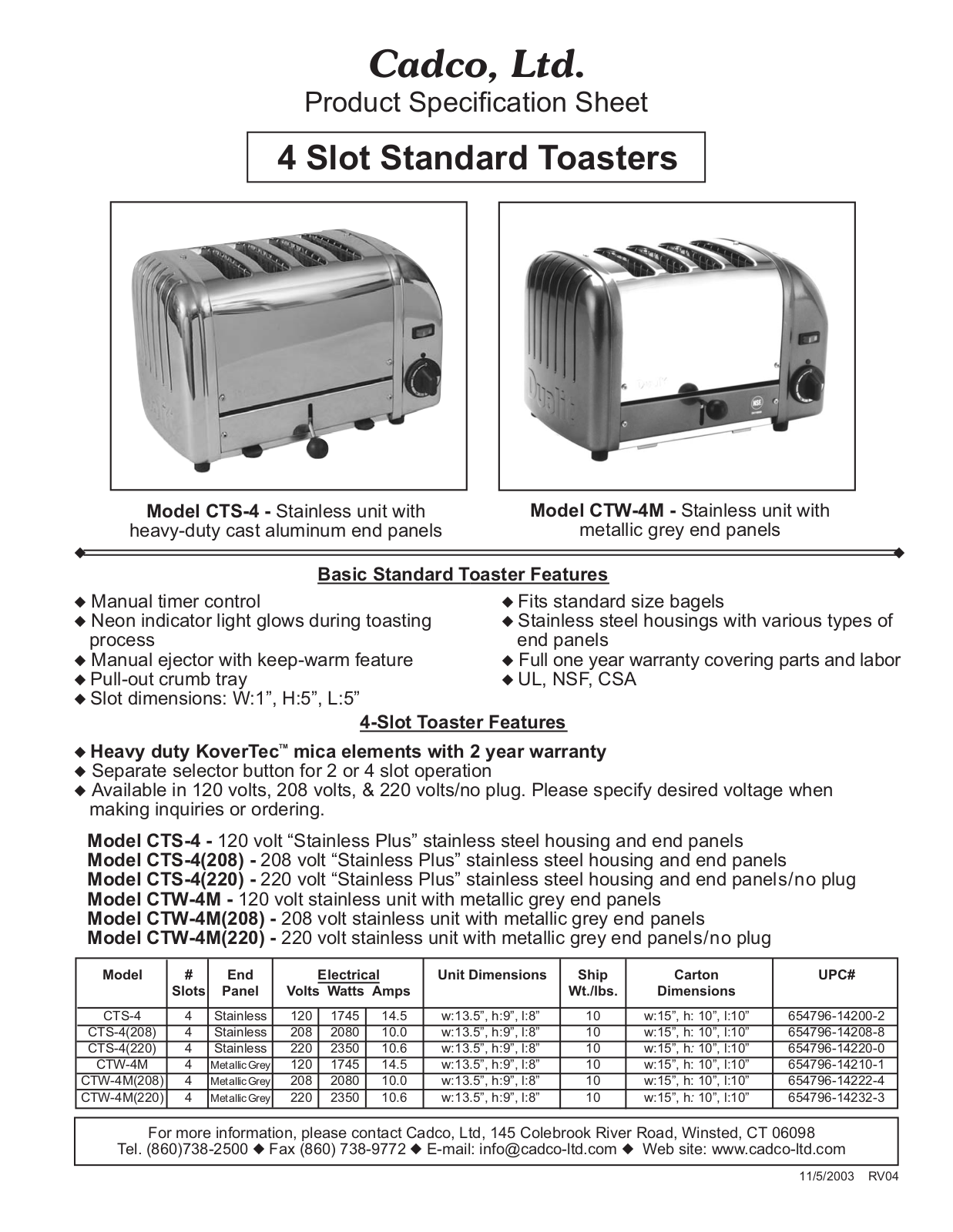 Cadco CTS-4 User Manual