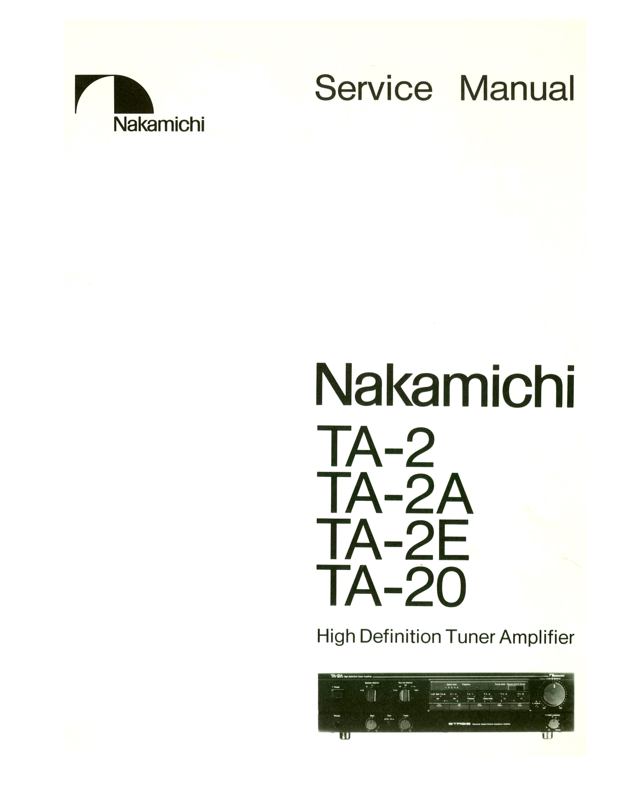 Nakamichi TA-20, TA-2E, TA-2A, TA-2 Service Manual