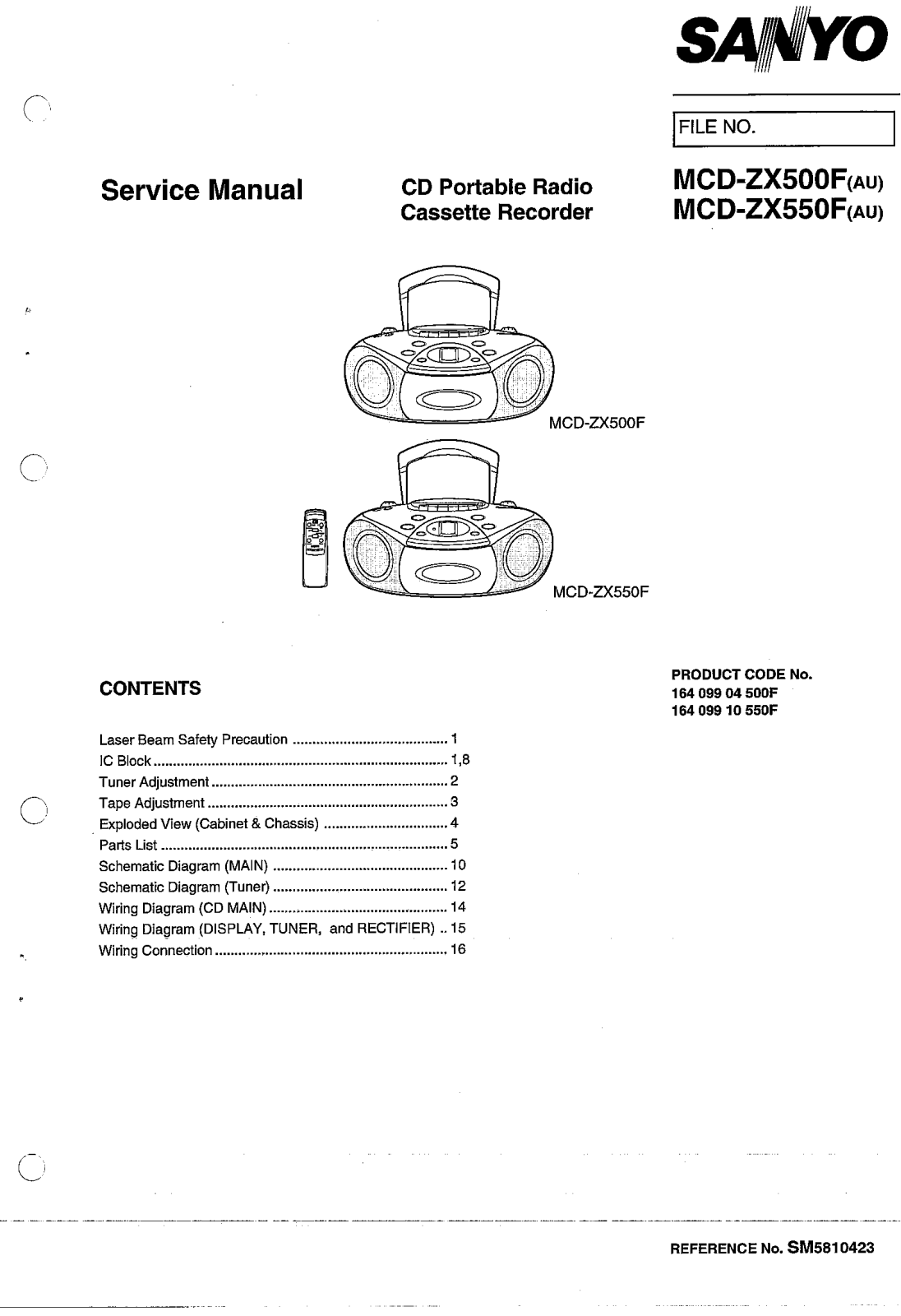 Sanyo MCDZX-500-F Service manual