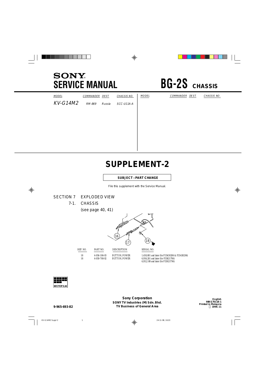 Sony KV-G14M2 Service Manual