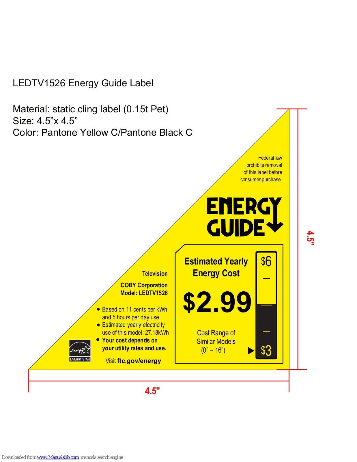 Coby LEDTV1526 Energy Manual