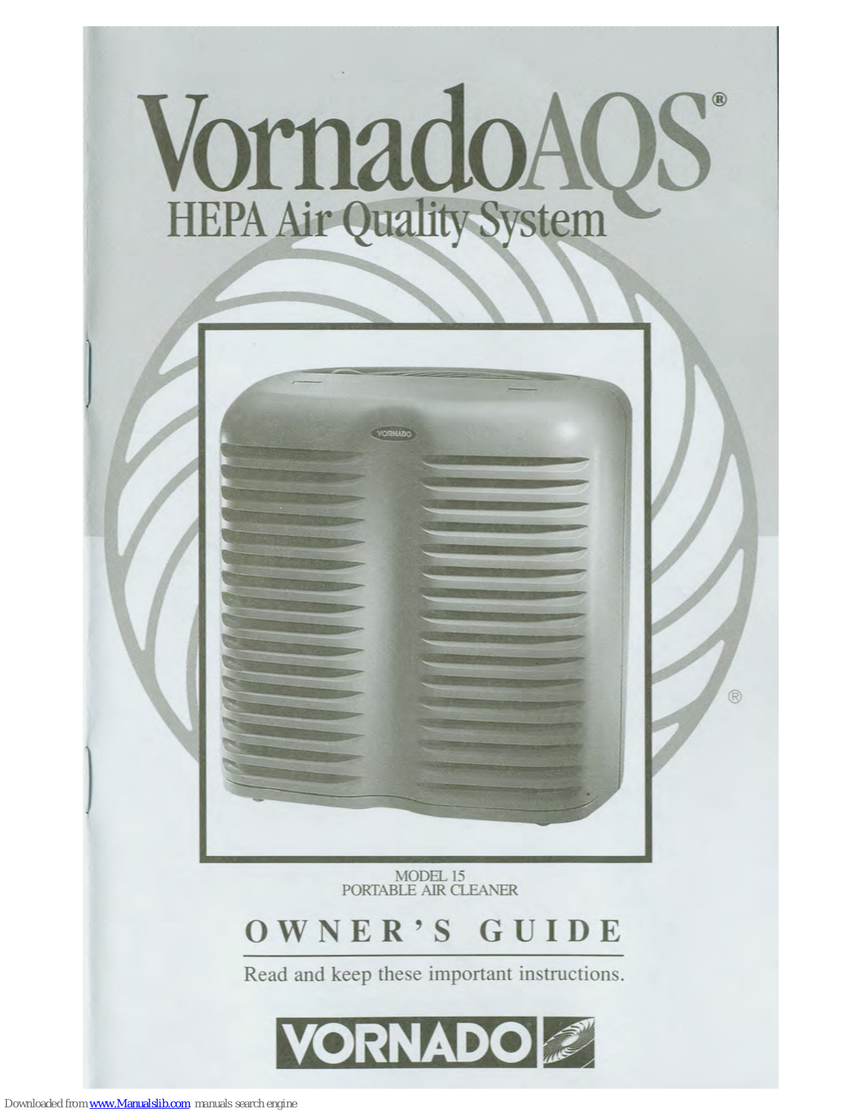 Vornado AQS 15 Owner's Manual