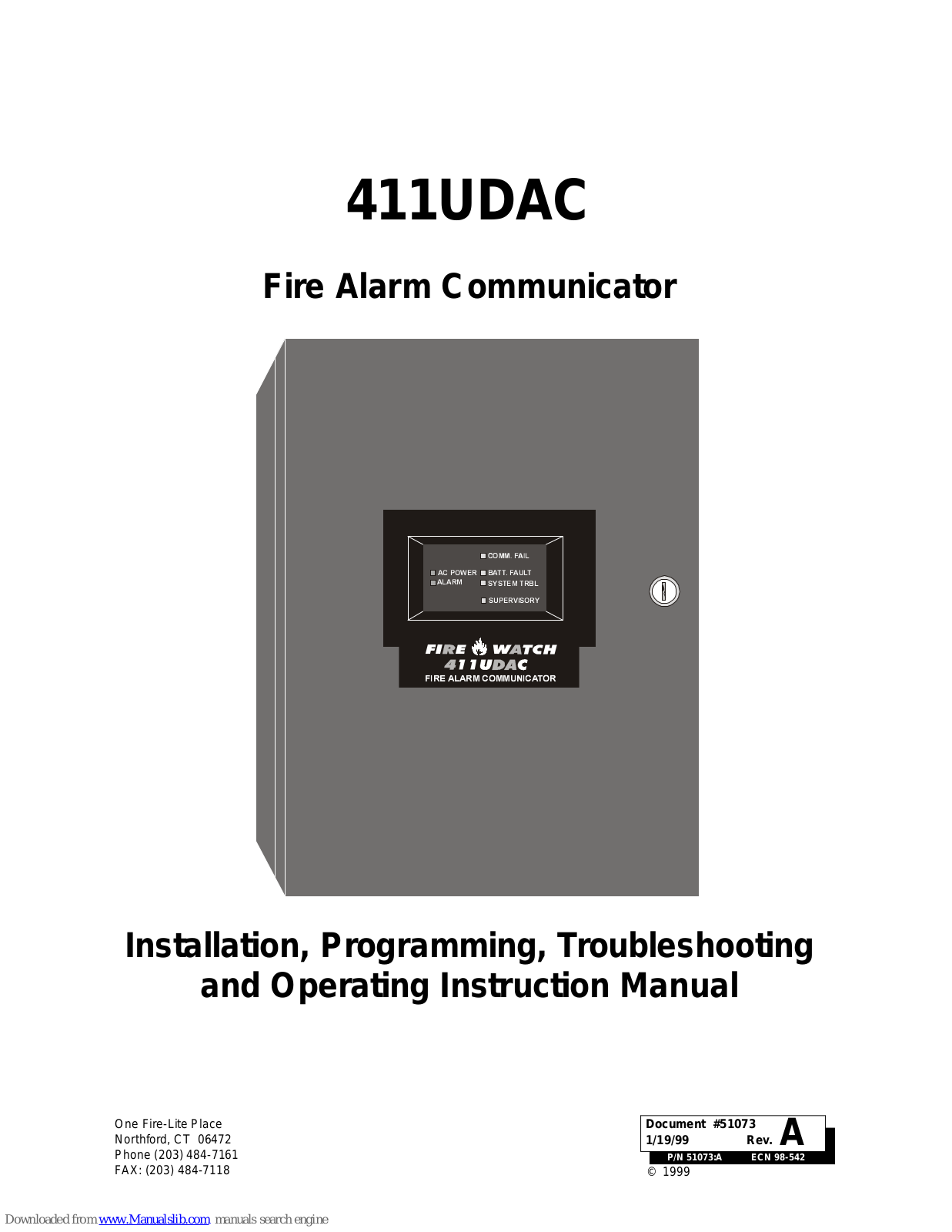 Fire-Lite Alarms Fire-Watch 411UDAC Installation, Programming, Troubleshooting And Operating Instruction Manual