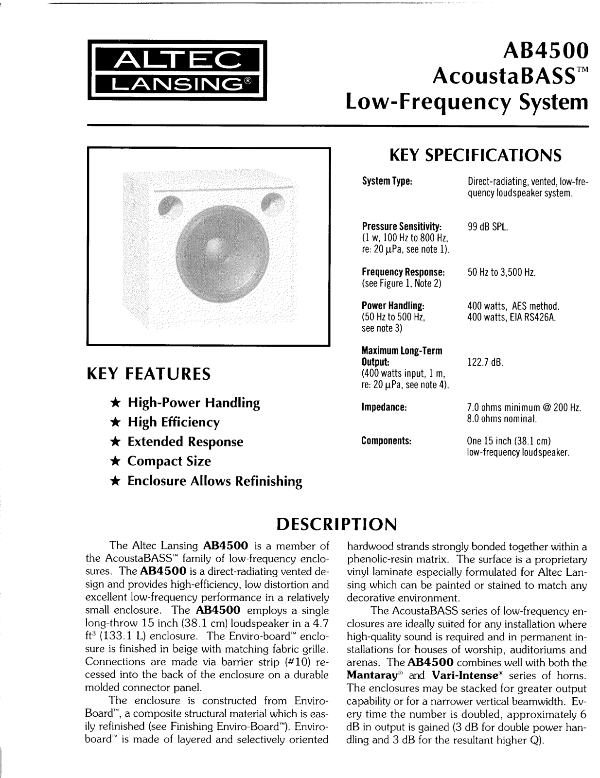 Altec lansing AB4500 User Manual