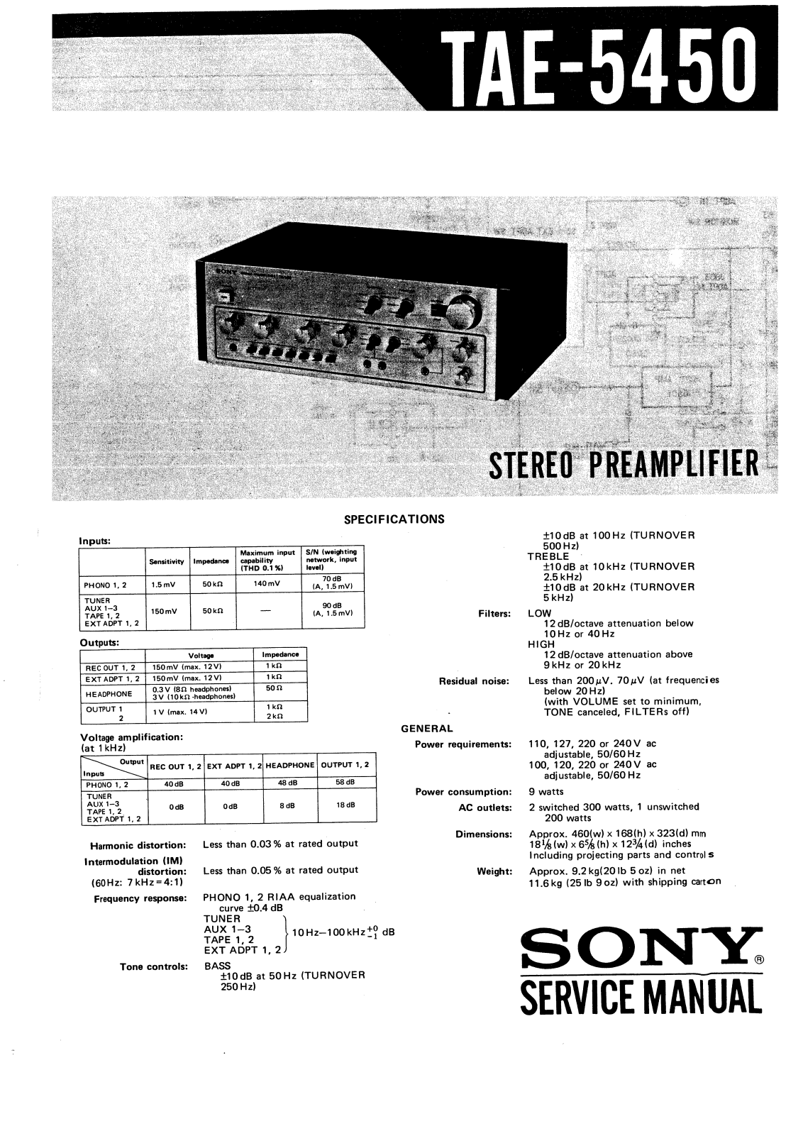 Sony TA-E5450 Service Manual