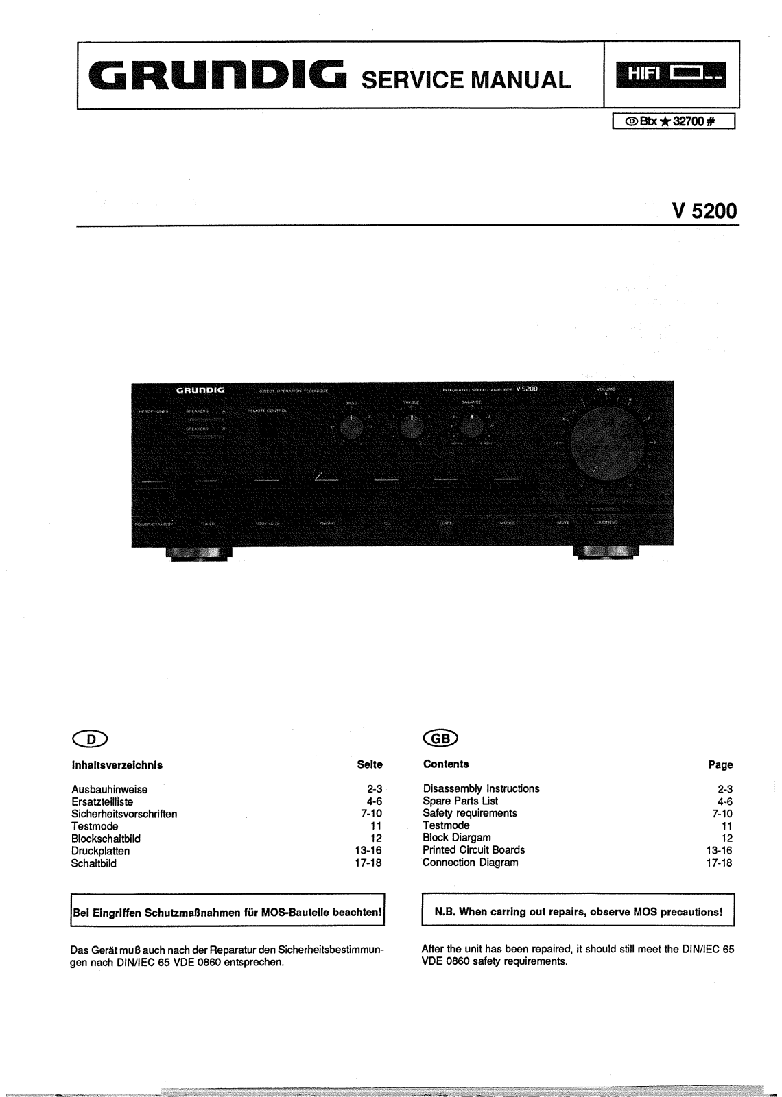 Grundig V-5200 Service Manual