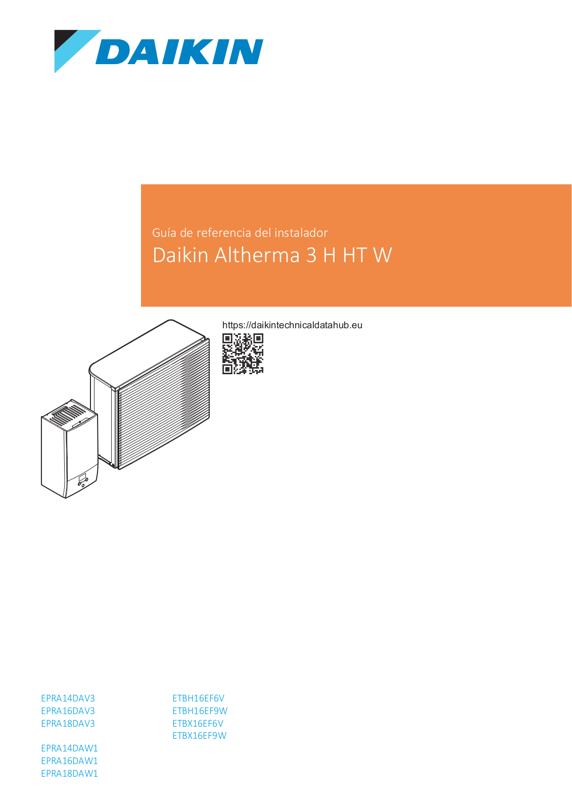 Daikin EPRA14DAV3, EPRA16DAV3, EPRA18DAV3, EPRA14DAW1, EPRA16DAW1 Installer reference guide