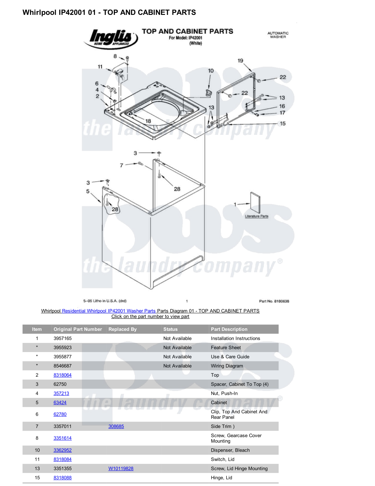 Whirlpool IP42001 Parts Diagram