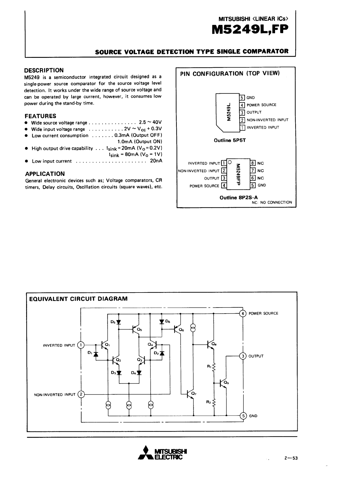 Mitsubishi M5249L, M5249FP Datasheet