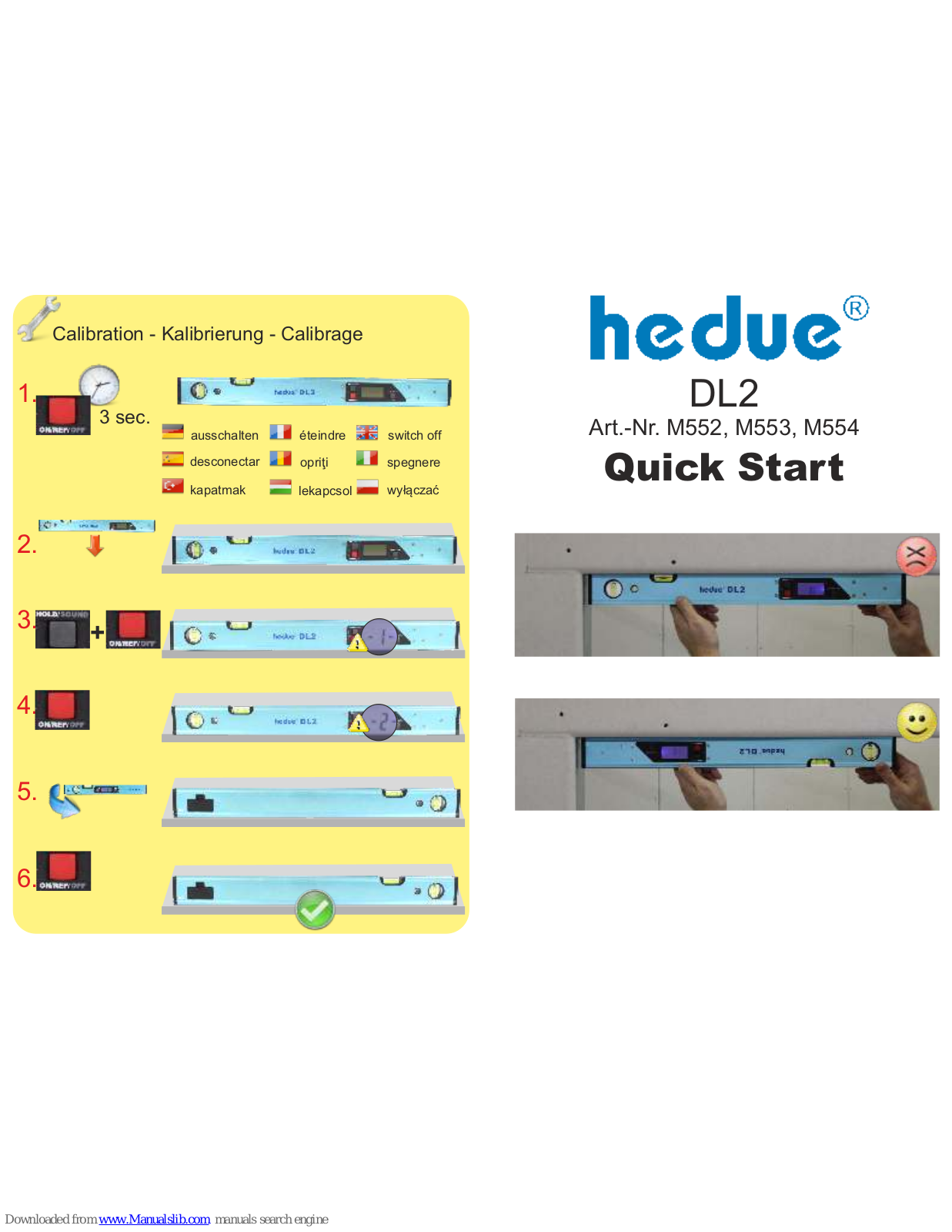 Hedue DL2 Quick Start Manual - ManualMachine.com