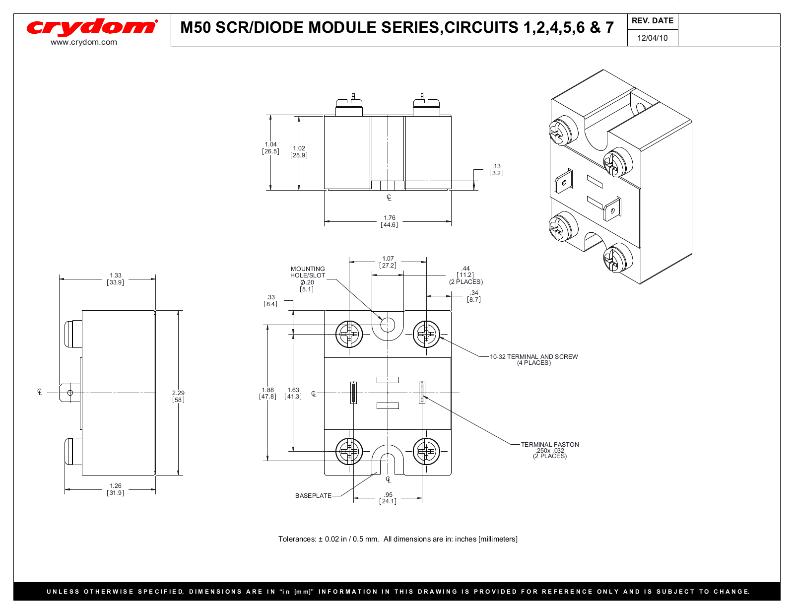 Crydom M50 Dimensional Sheet