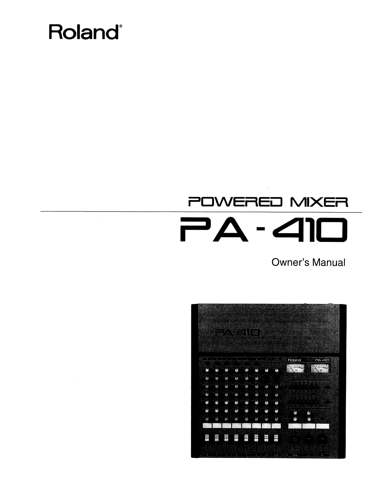 Roland Corporation PA-410 Owner's Manual