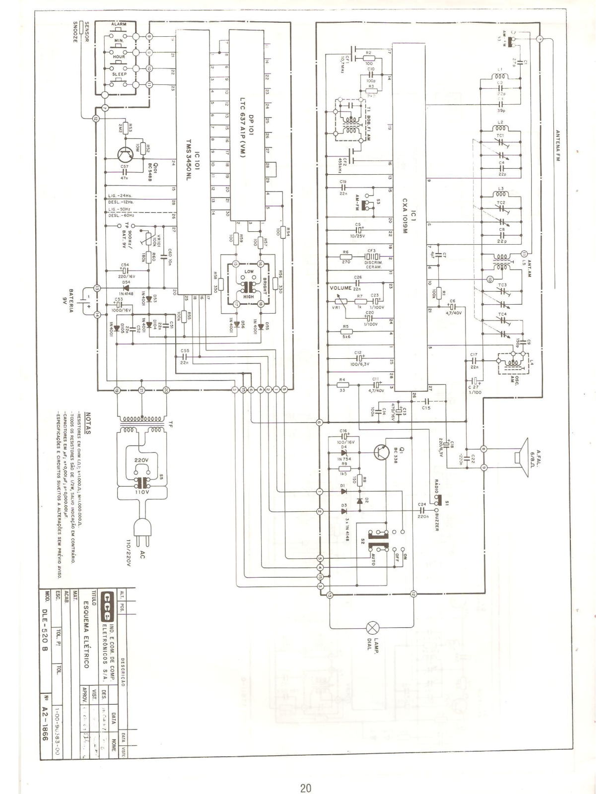 CCE DLE-520B Schematic