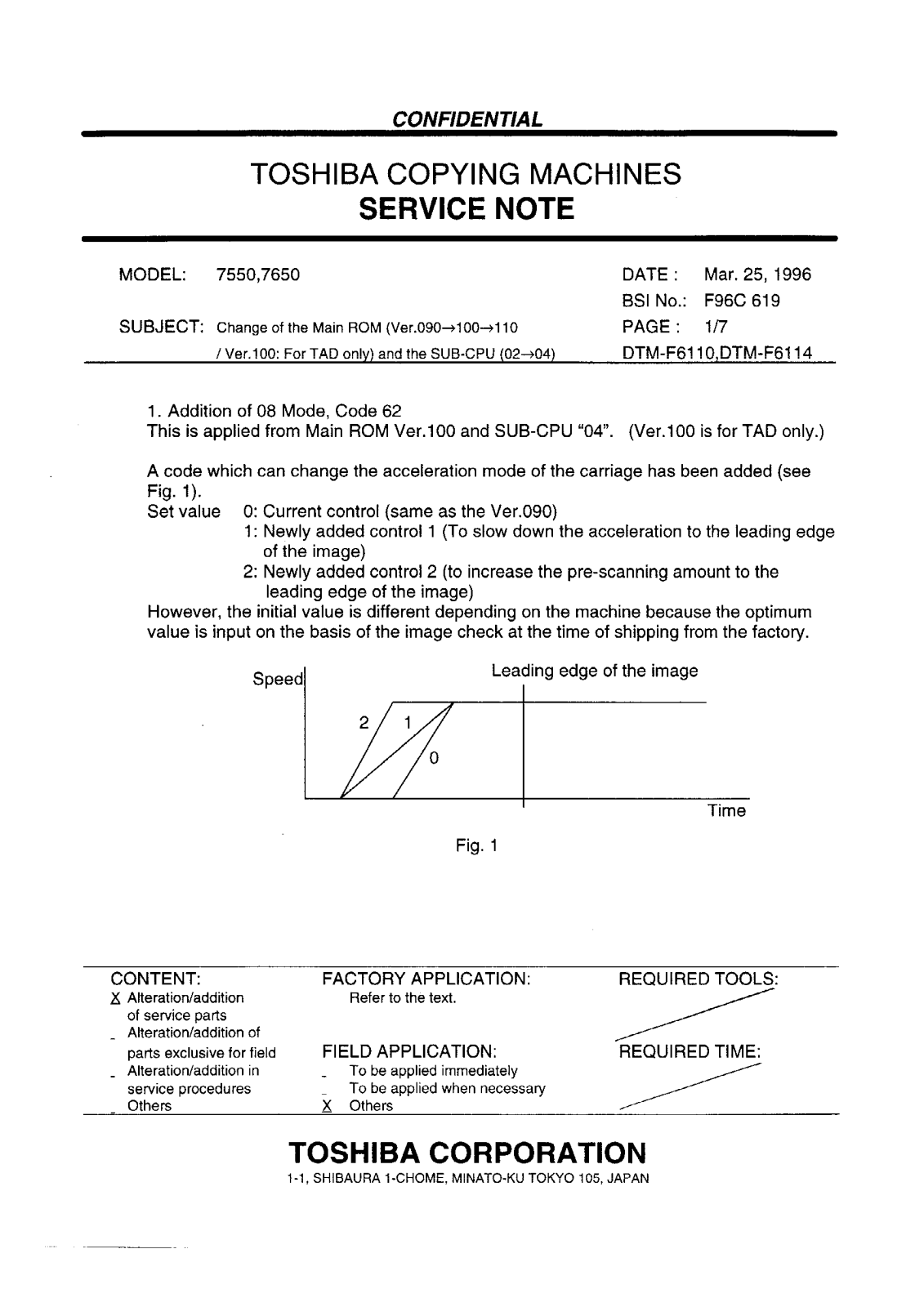 Toshiba f96c619 Service Note