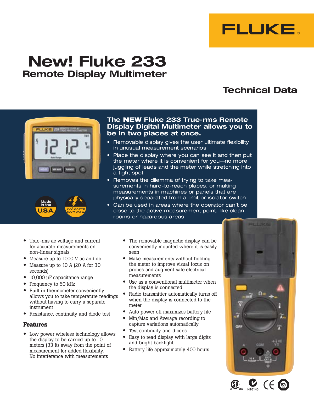 Fluke 233 Data Sheet