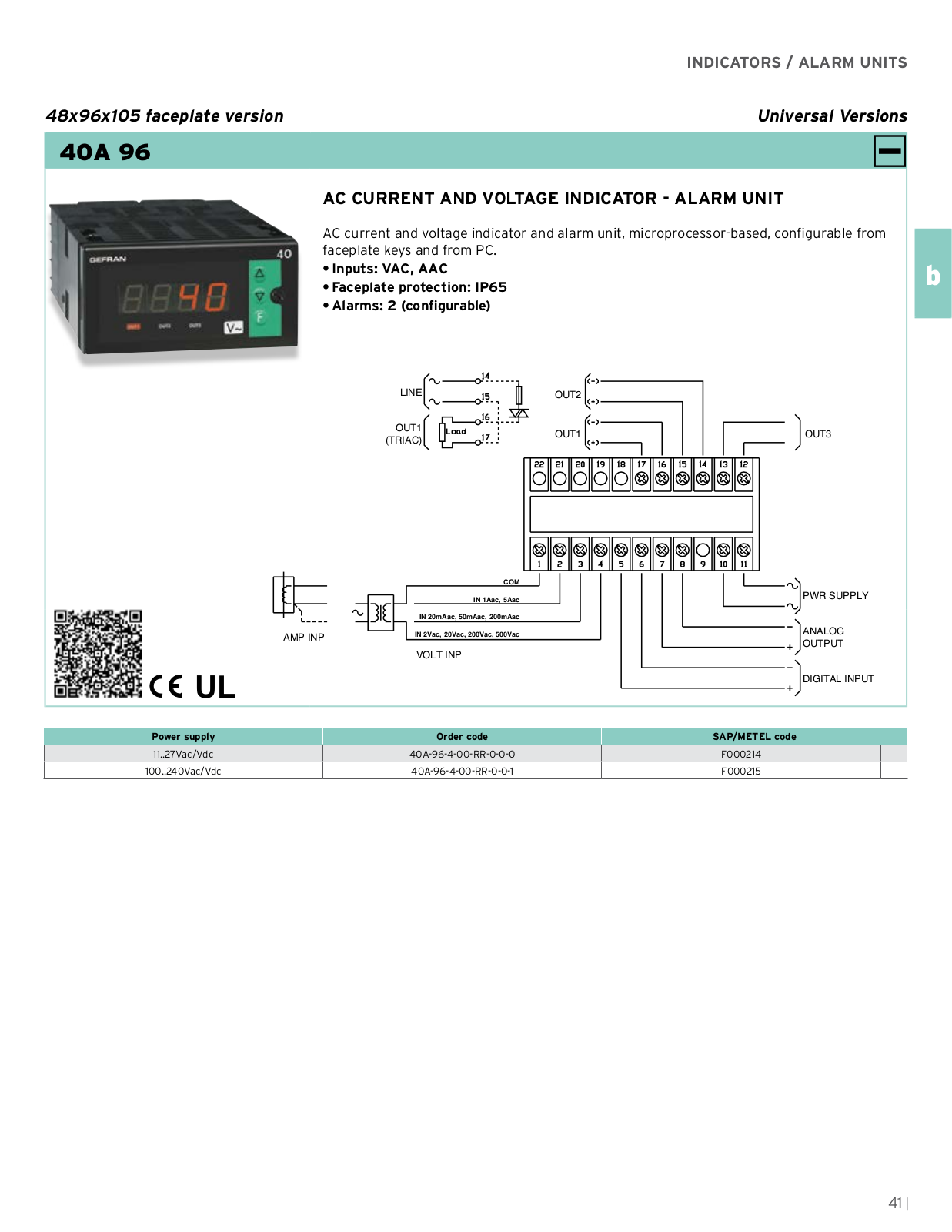 Gefran 40A 96 Catalog Page