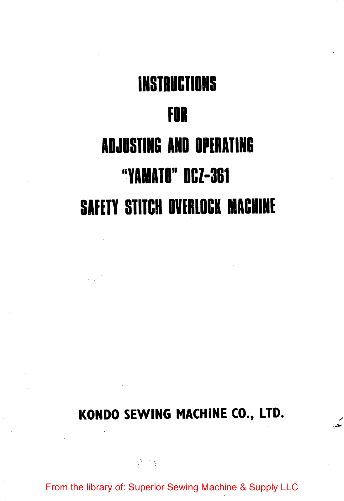 Yamato DCZ-361 Manual
